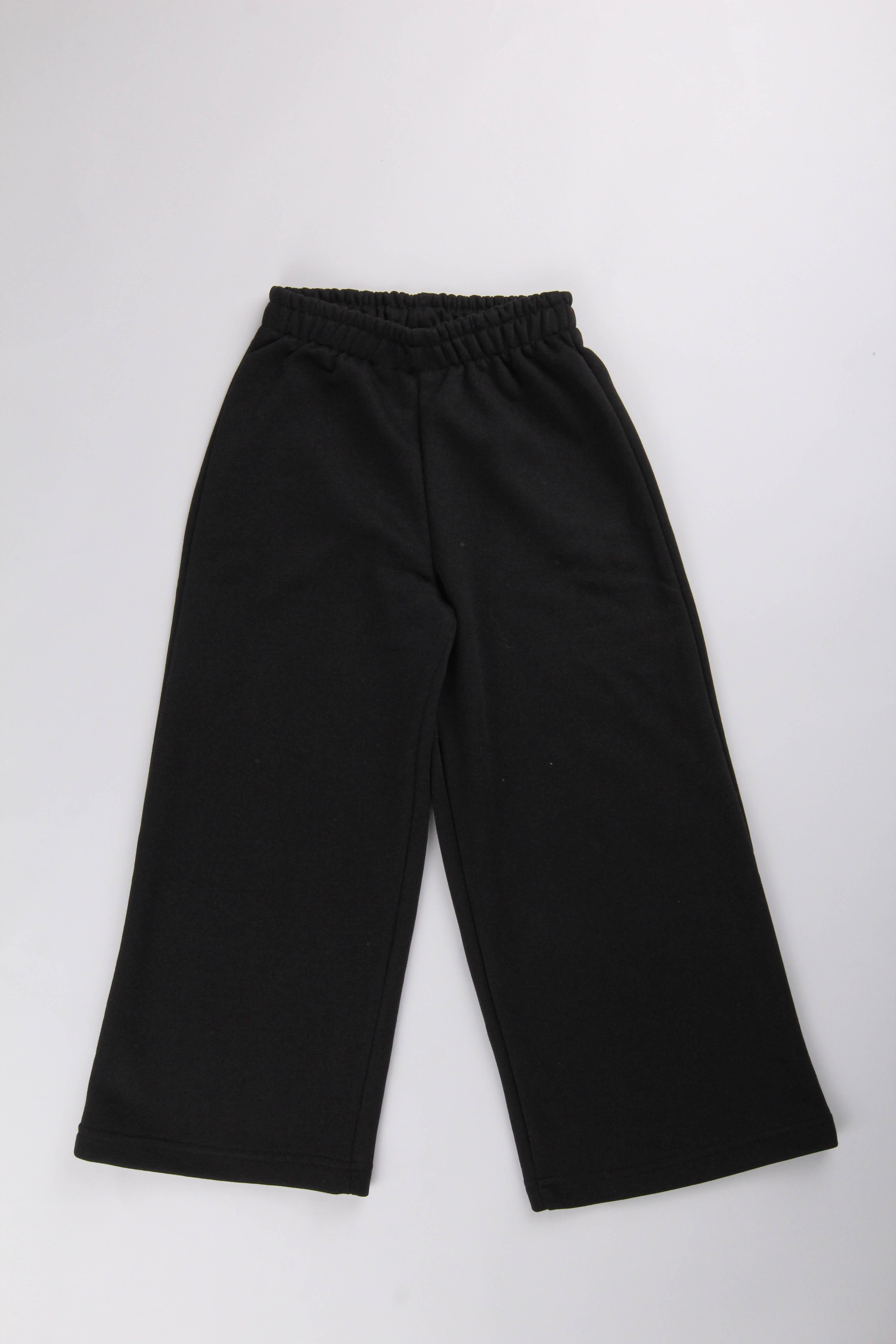 Geniş Kesim Rahat Kız Çocuk Eşofman Altı Siyah - Perendi