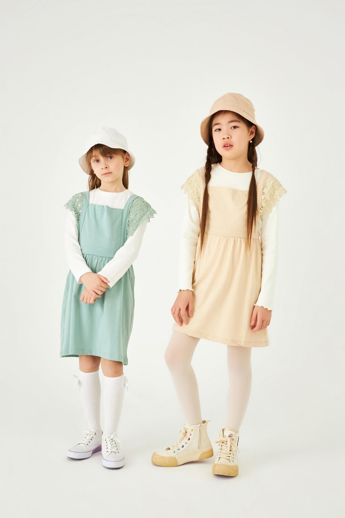 Güpür Detaylı Sade Penye Kız Çocuk Jile Elbise