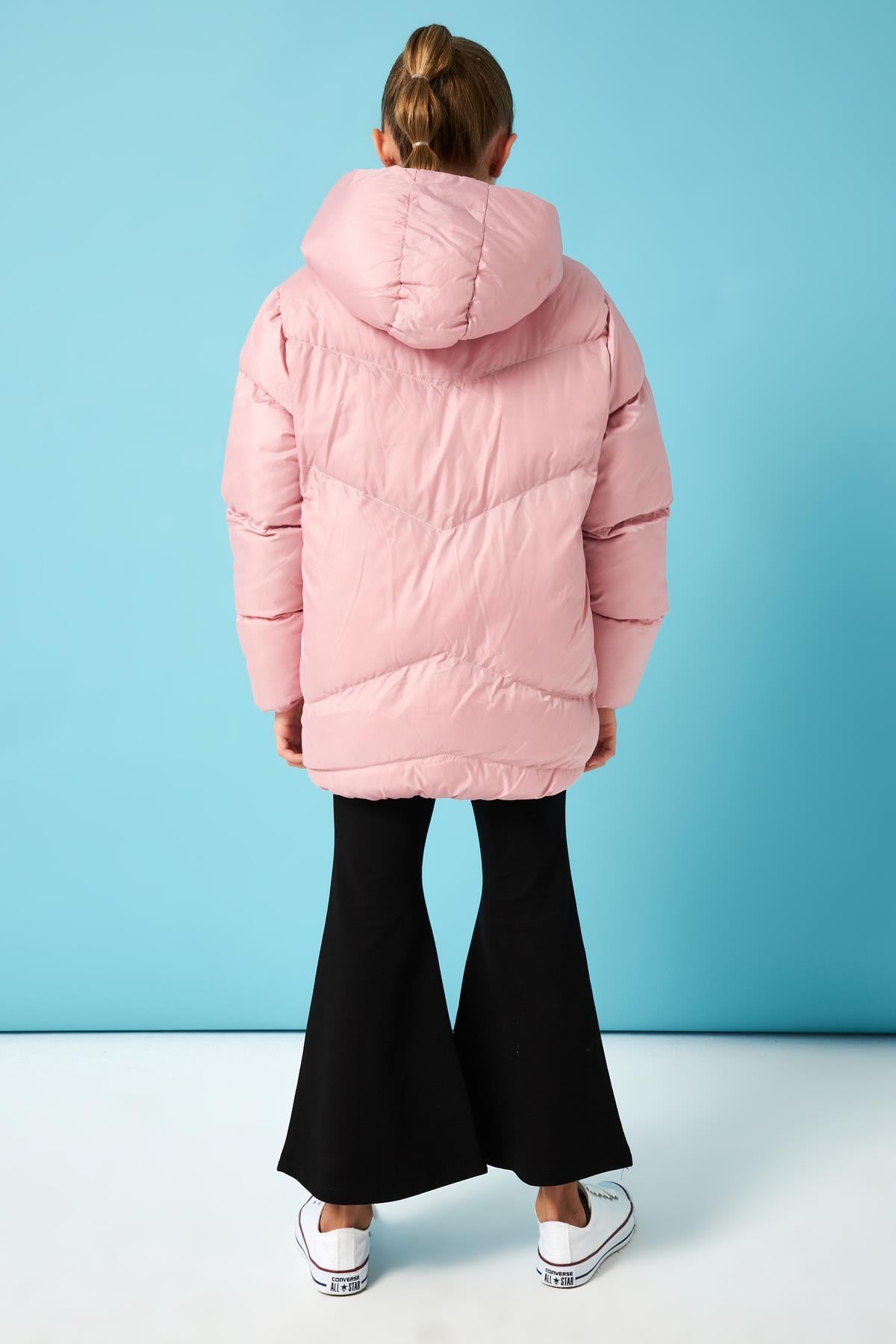 İçi Peluş Kürklü Kız Çocuk Şişme Mont