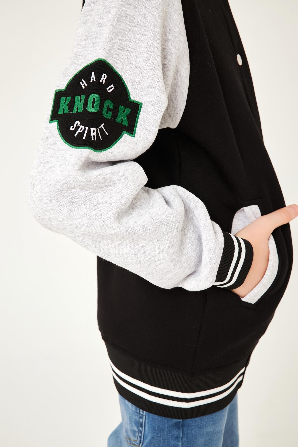 K Nakış Detaylı Erkek Çocuk Kolej Ceket