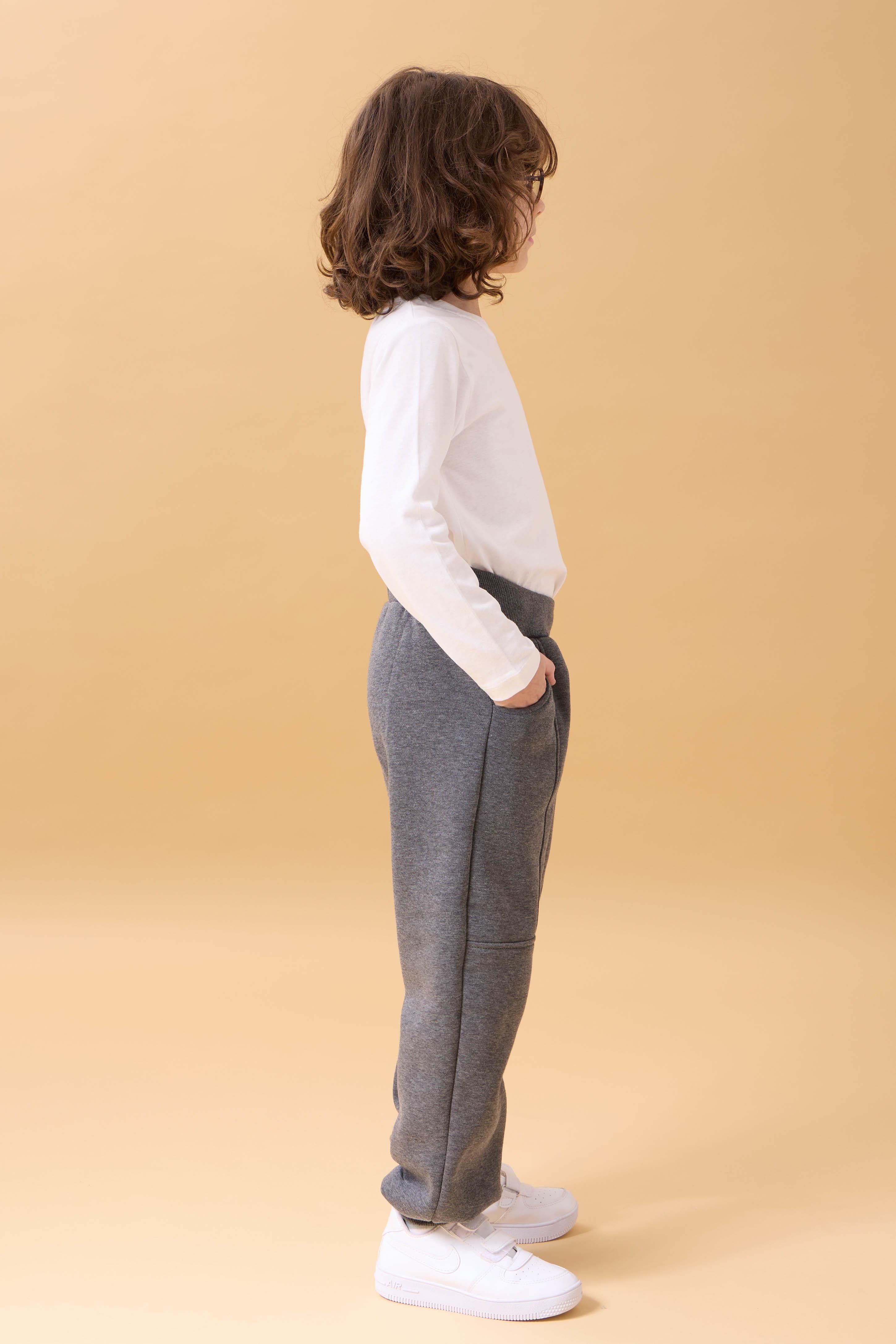 Thick Jogger Pocket Unisex Kids Sweatpants Anthracite