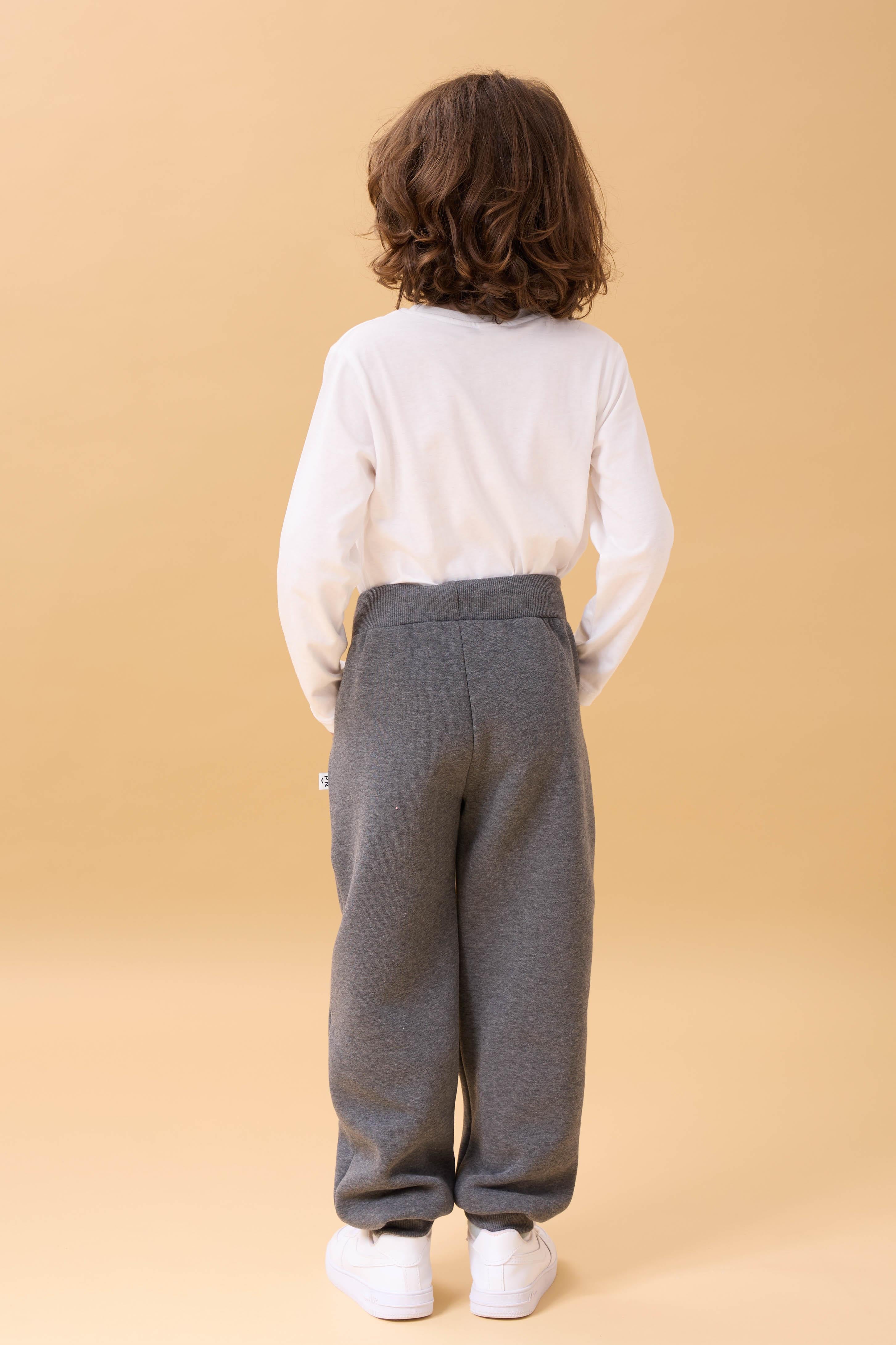 Thick Jogger Pocket Unisex Kids Sweatpants Anthracite