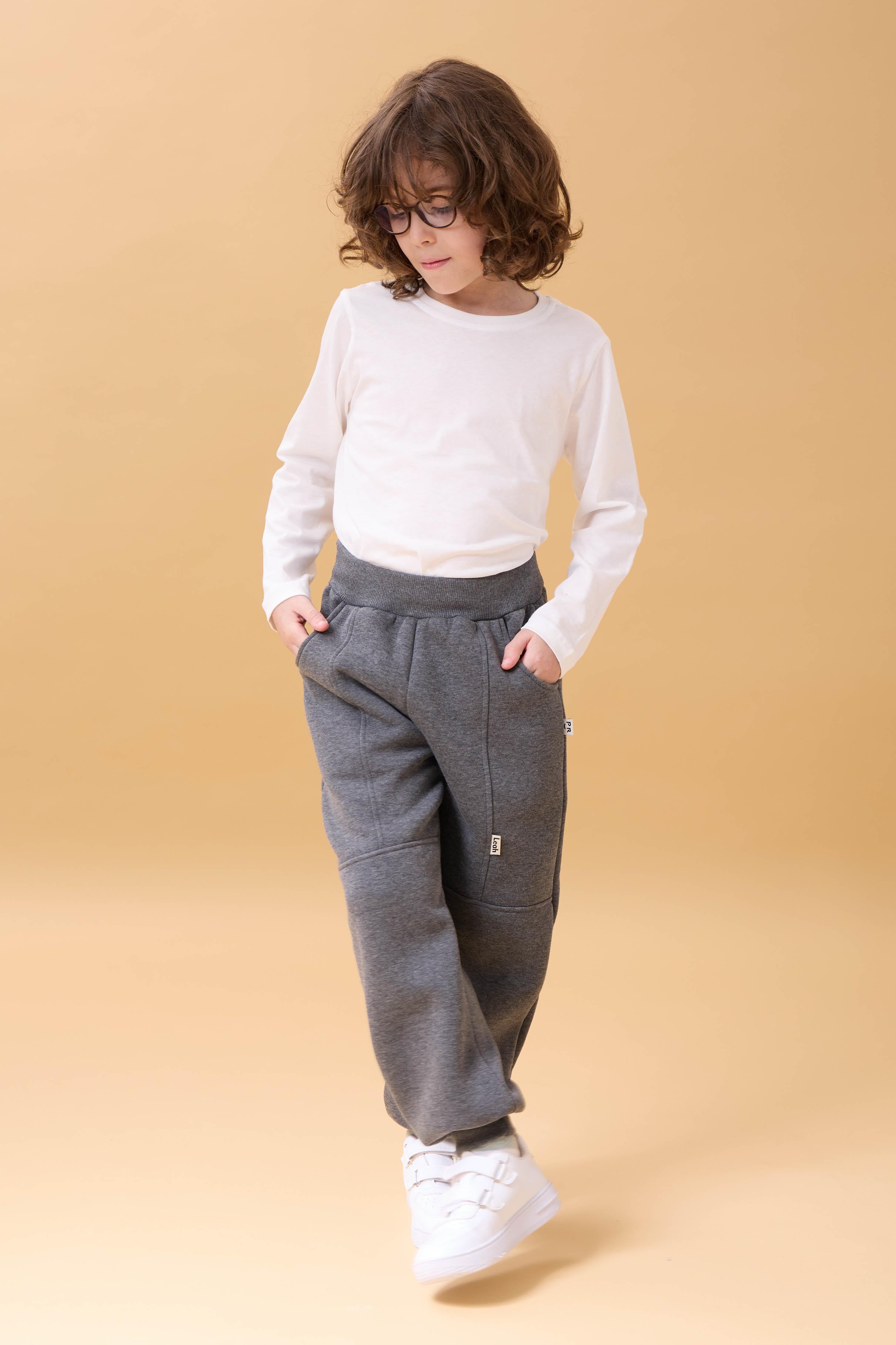 Thick Jogger Pocket Unisex Kids Sweatpants Anthracite
