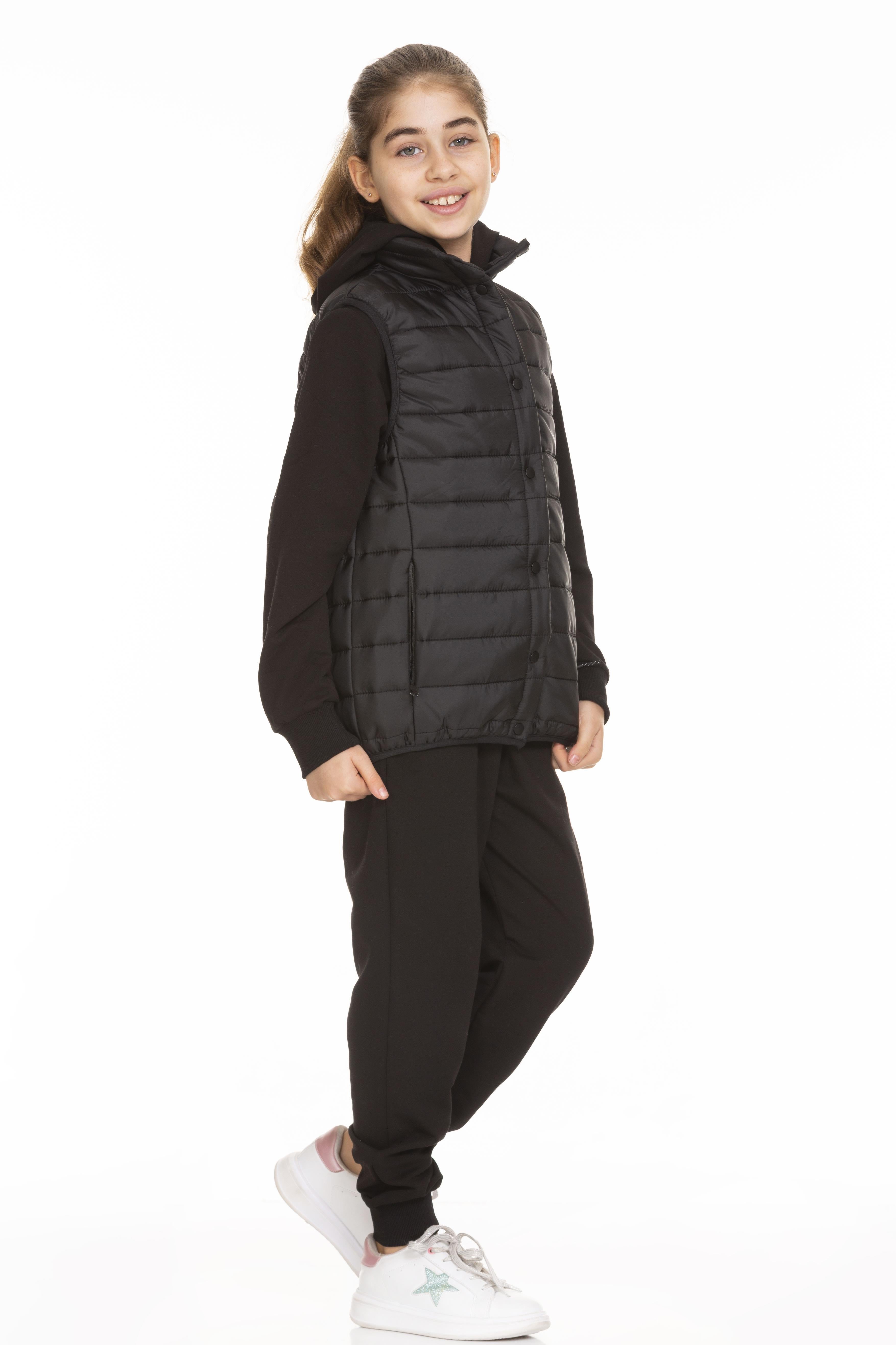 Kapitone Yelekli Kapüşonlu Üçlü Unisex Takım