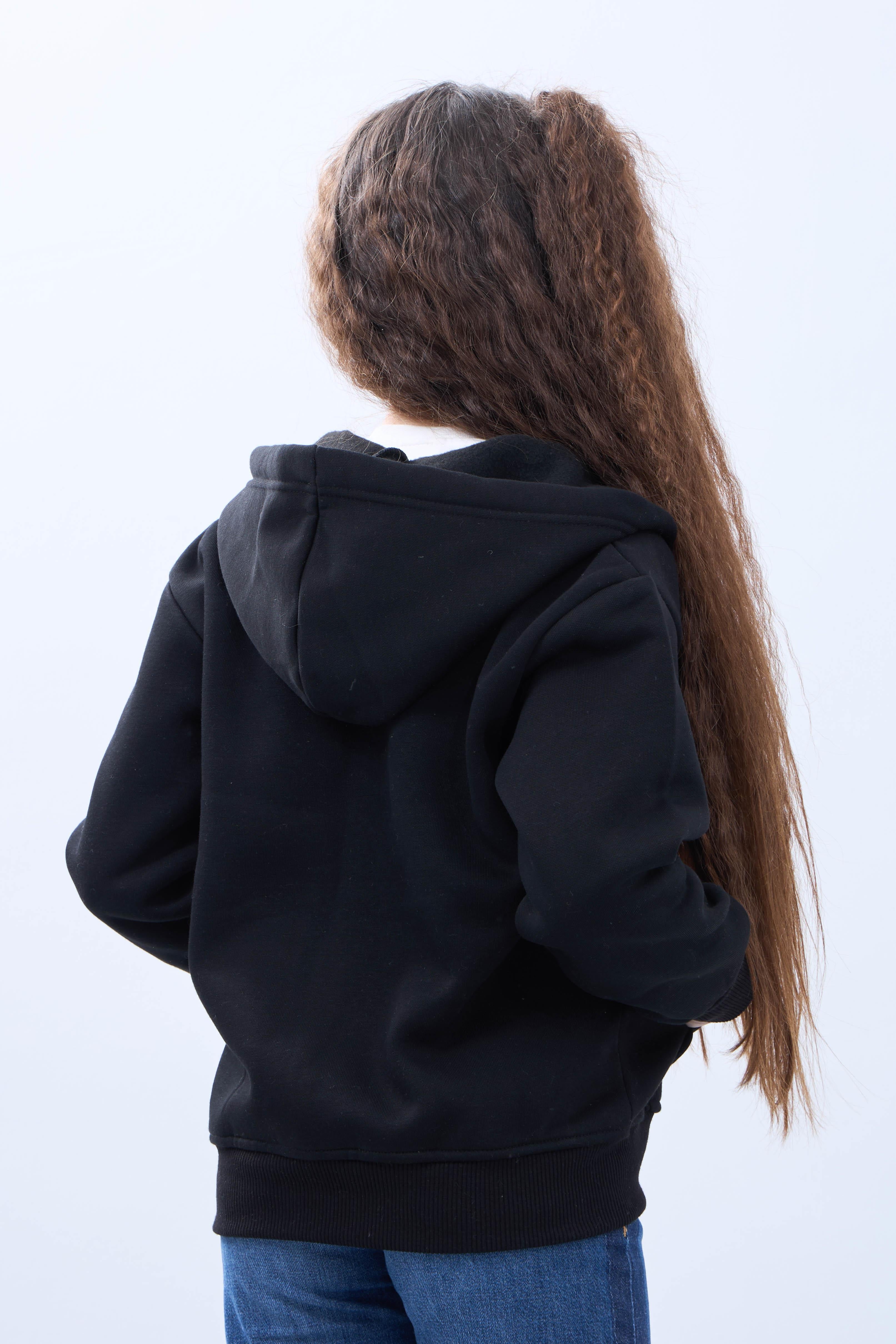Unisex Çocuk Kapüşonlu Fermuarlı Hırka – Siyah Rahat ve Şık Günlük Üst - Perendi