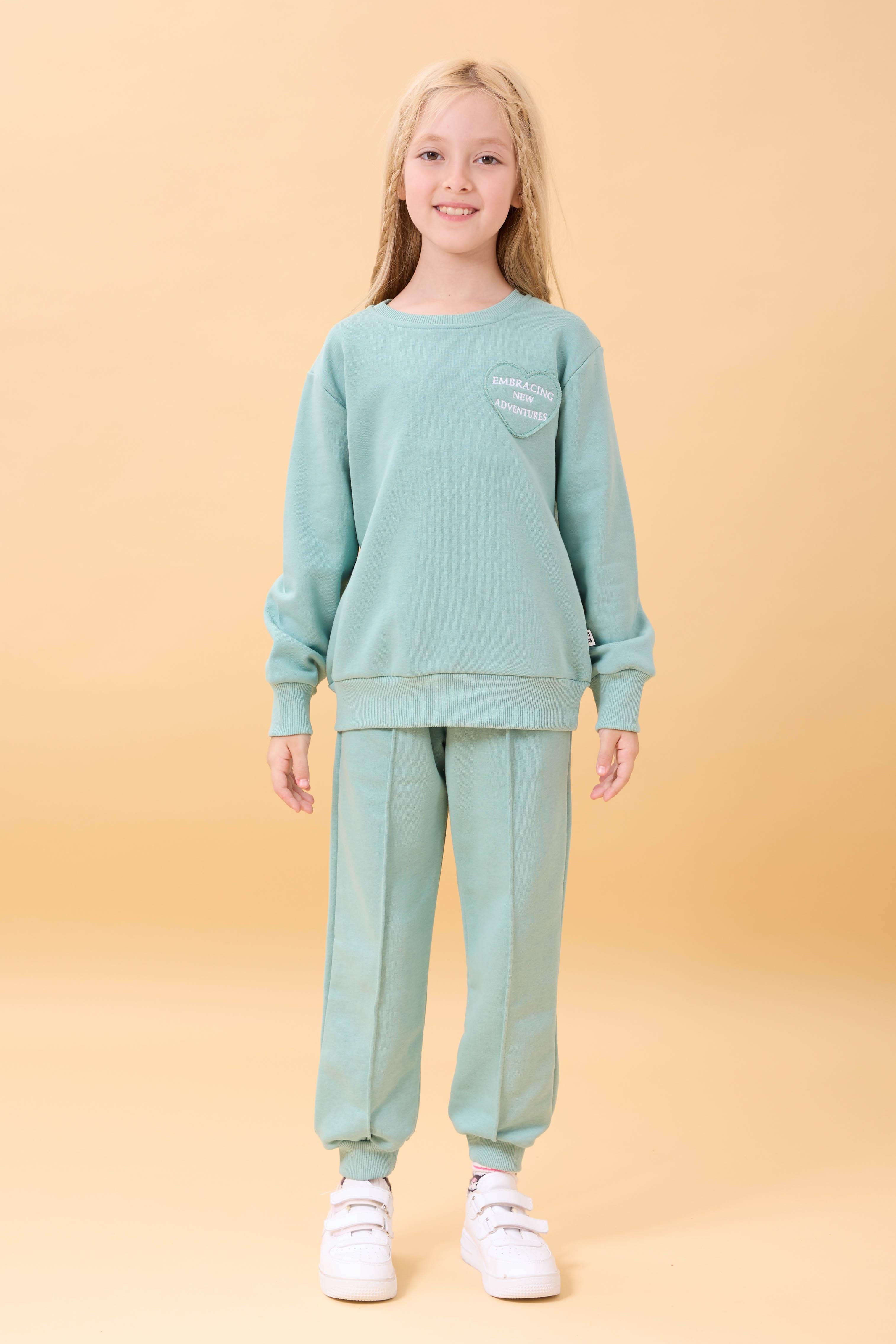 Kız Çocuk Basic Kalp Aplike Mevsimlik Alt Üst Takım