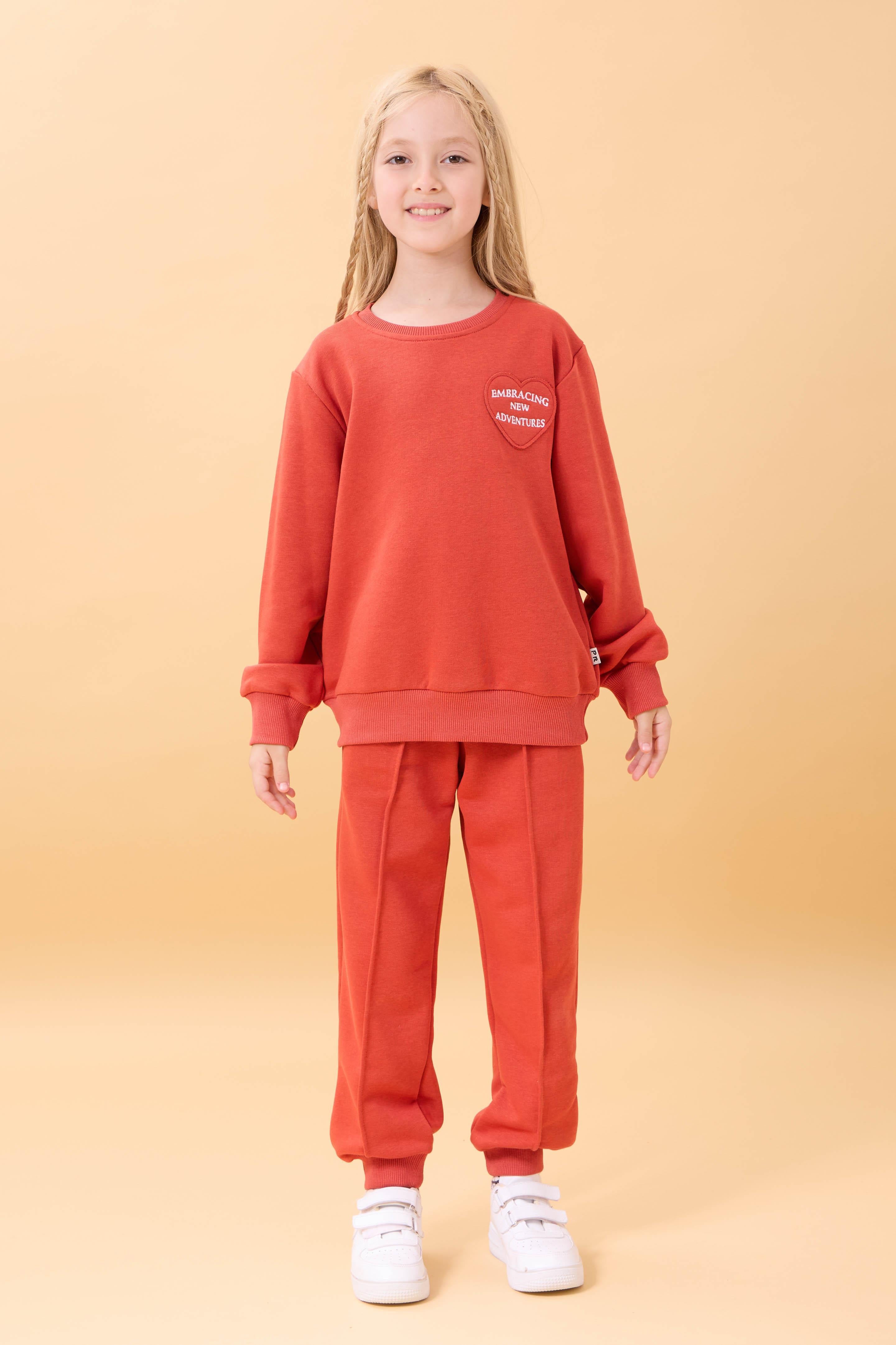 Kız Çocuk Basic Kalp Aplike Mevsimlik Alt Üst Takım