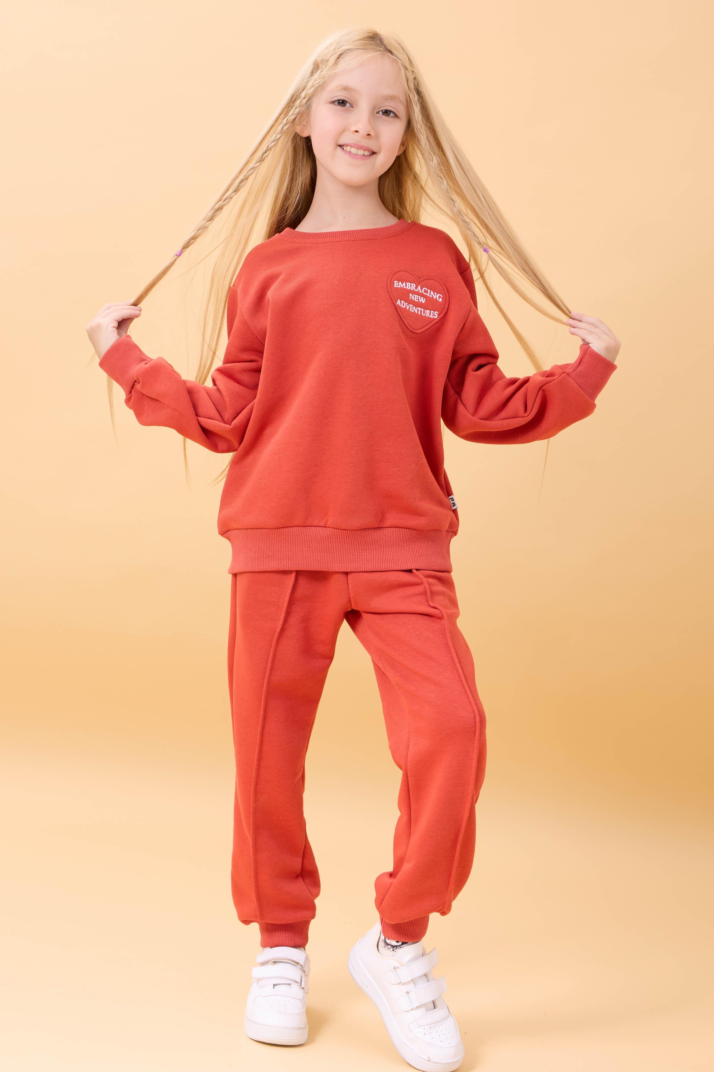 Kız Çocuk Basic Kalp Aplike Mevsimlik Alt Üst Takım