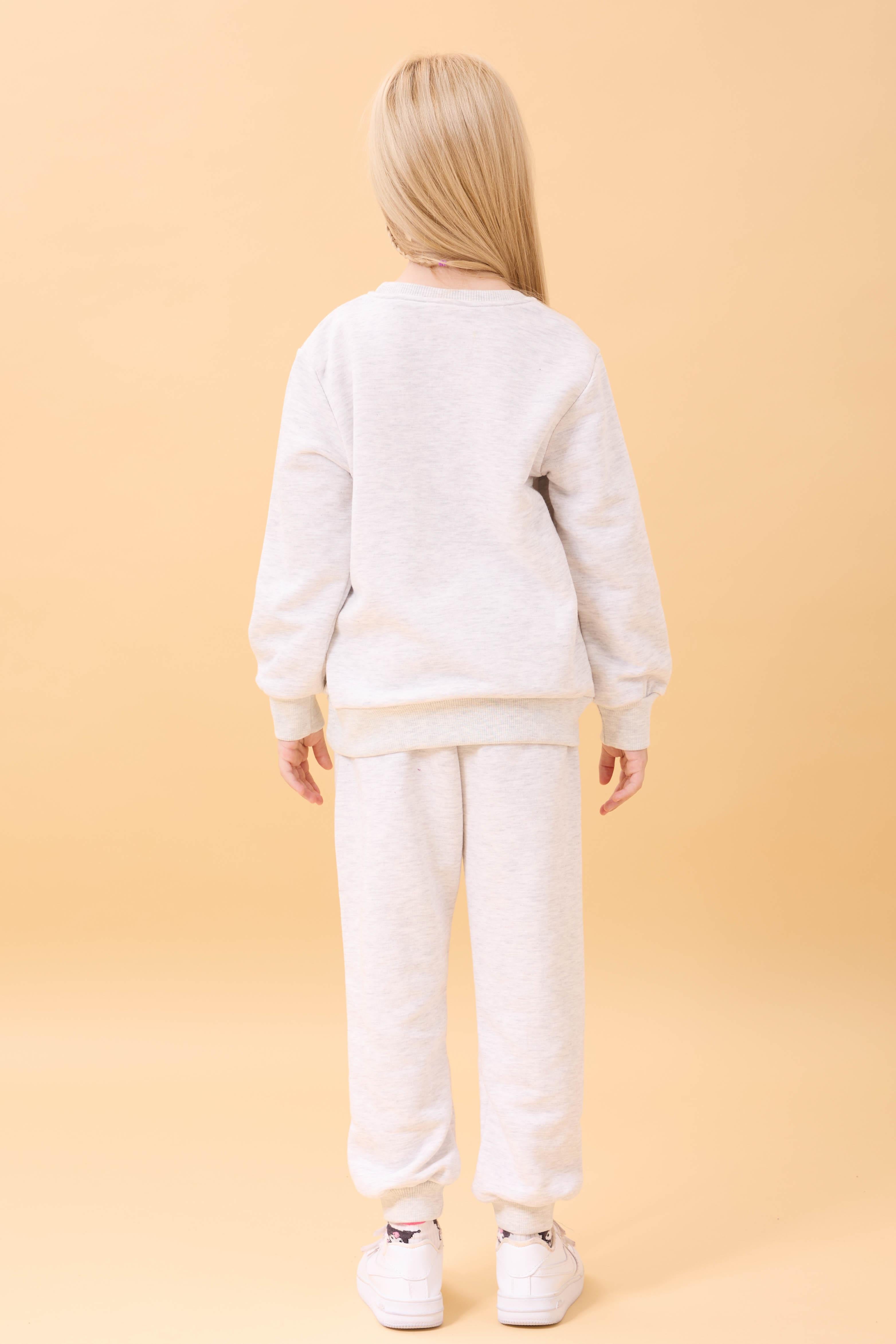 Kız Çocuk Basic Kalp Aplike Mevsimlik Alt Üst Takım Gri