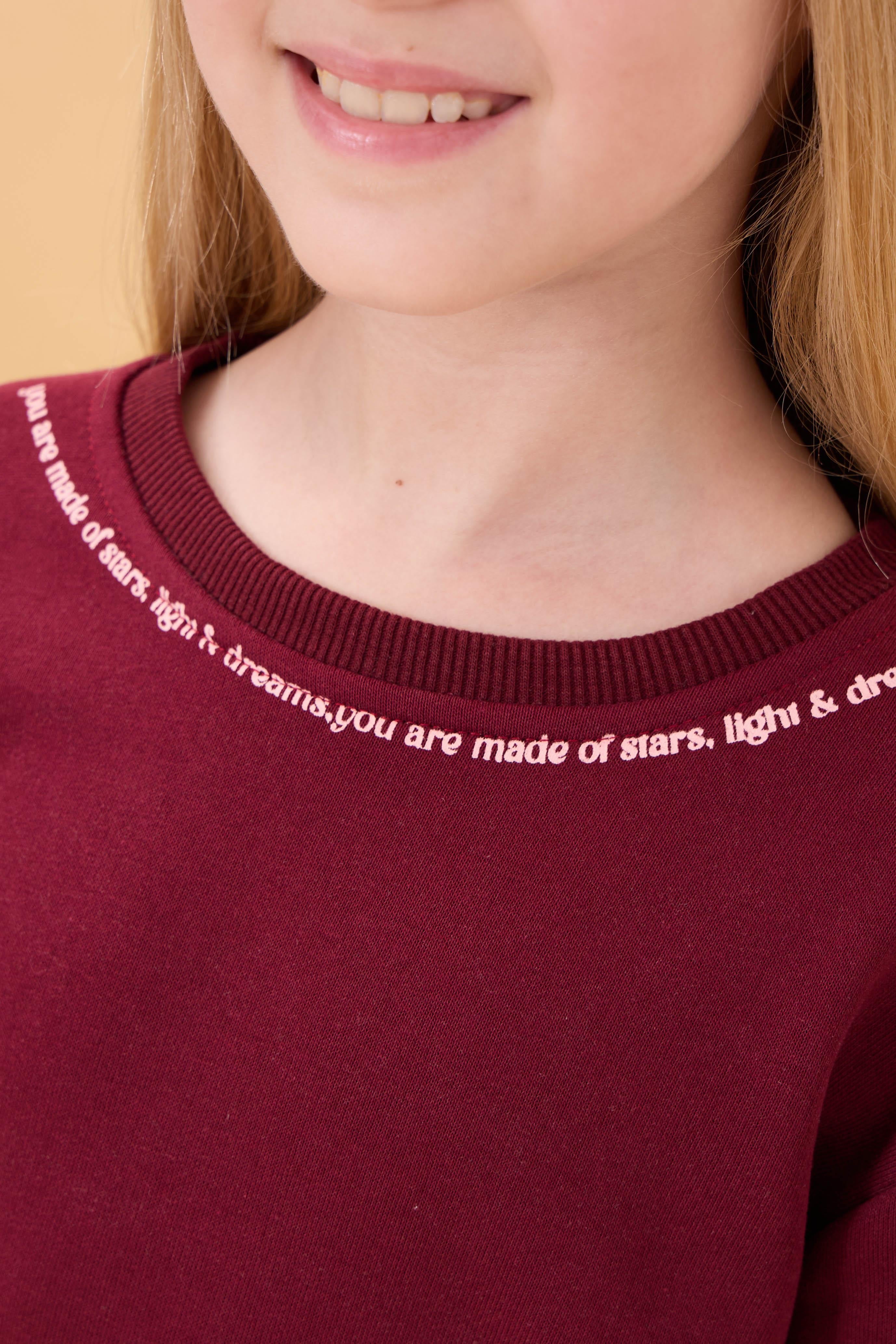 Kız Çocuk Baskılı Bisiklet Yaka Mevsimlik Sweatshirt