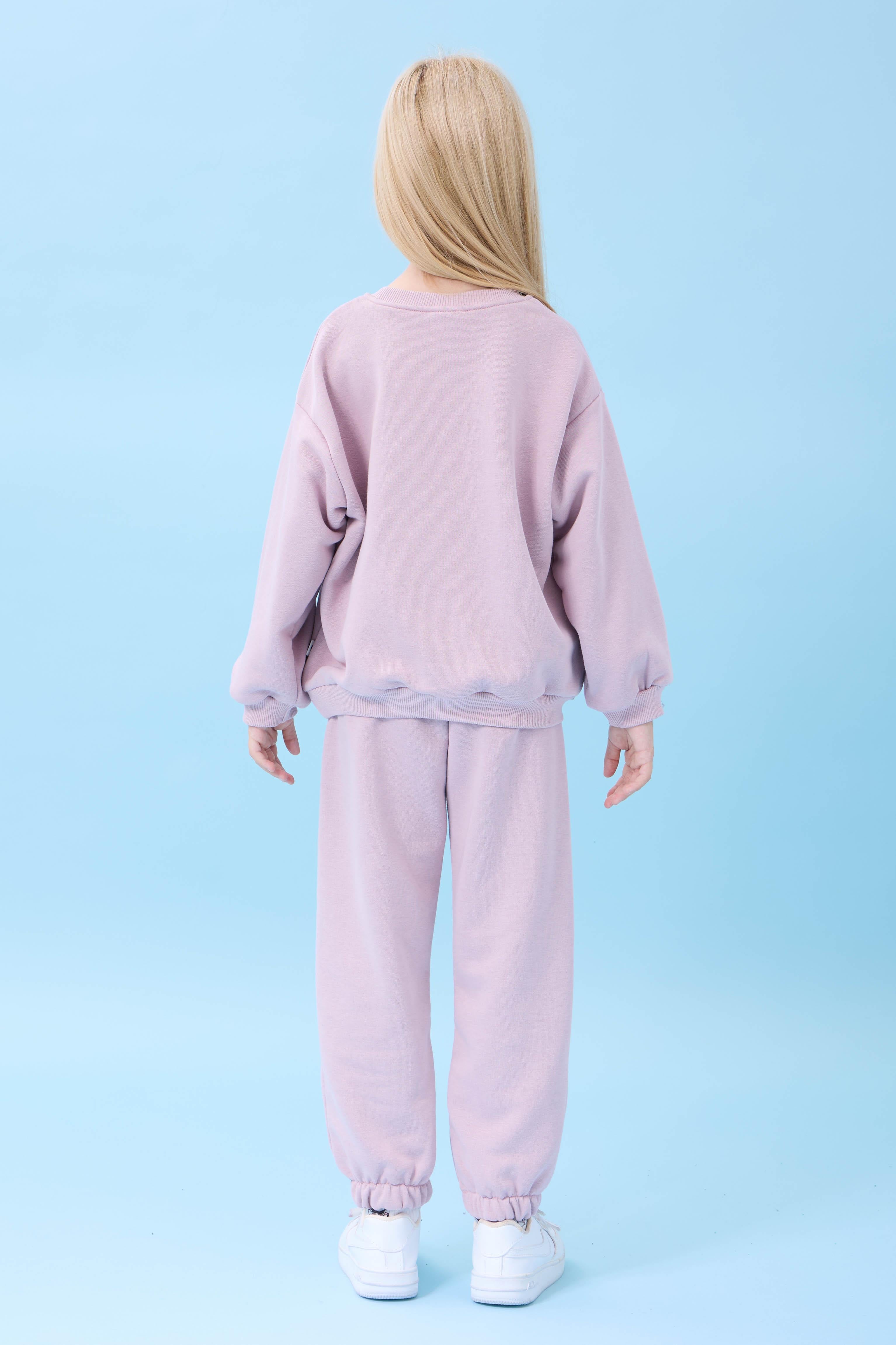 Kız Çocuk Dreamy Nakışlı Bisiklet Yaka Mevsimlik Alt Üst Takım Açık Gül Rengi