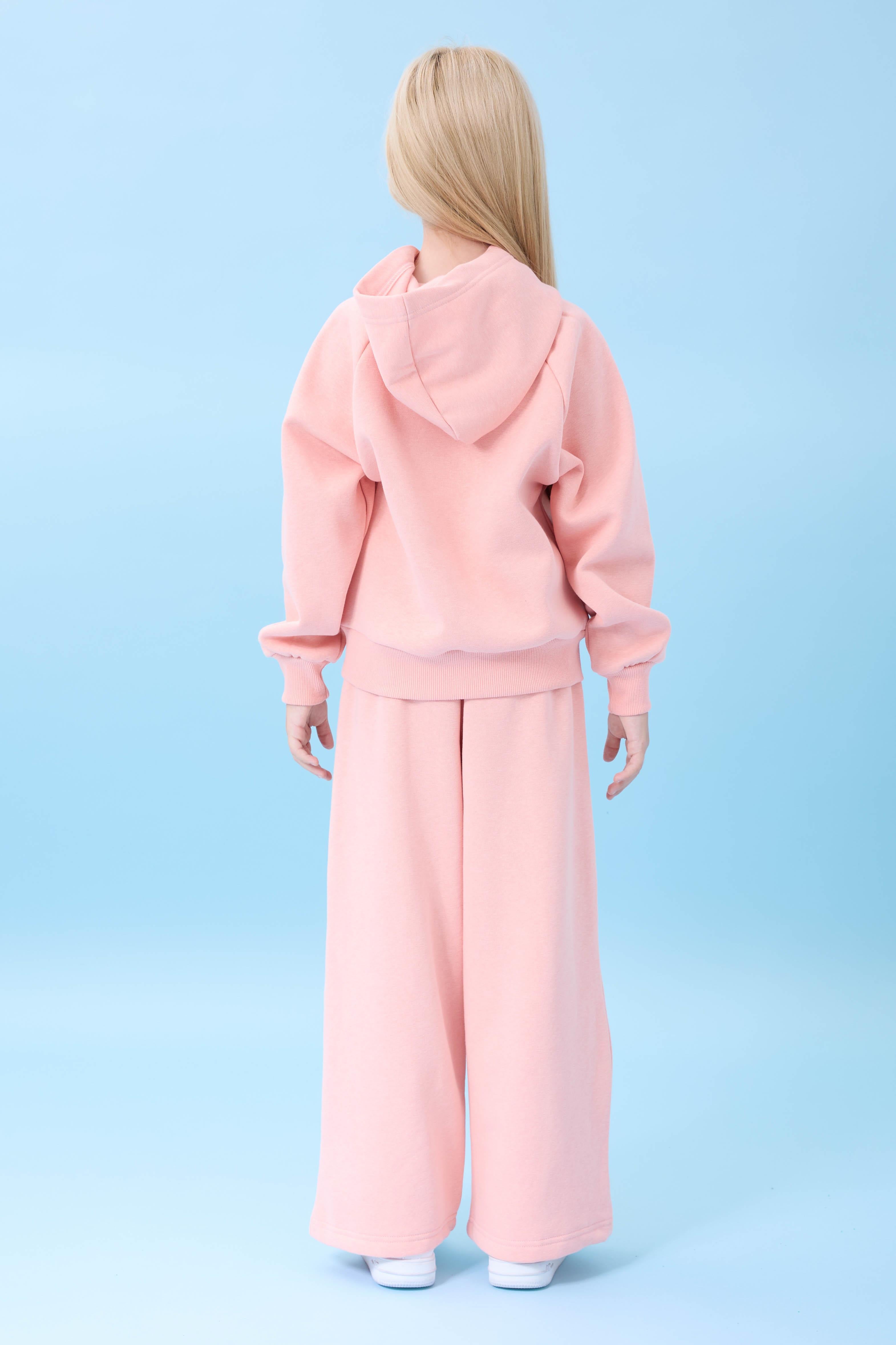 Kız Çocuk Kapüşonlu İçi Polarlı Kedi Nakışlı Şardonlu Kışlık Takım