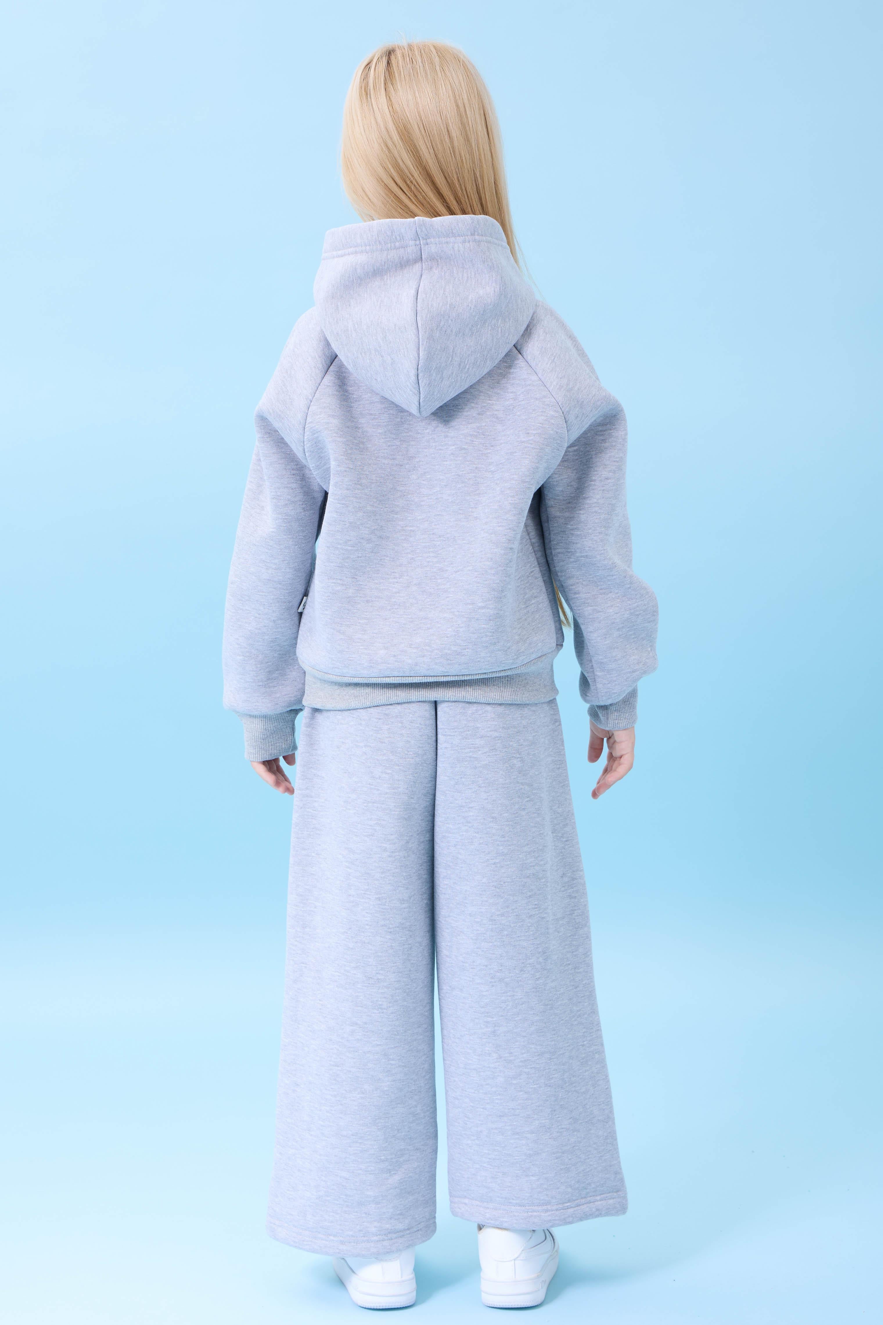 Kız Çocuk Kapüşonlu İçi Polarlı Kedi Nakışlı Şardonlu Kışlık Takım