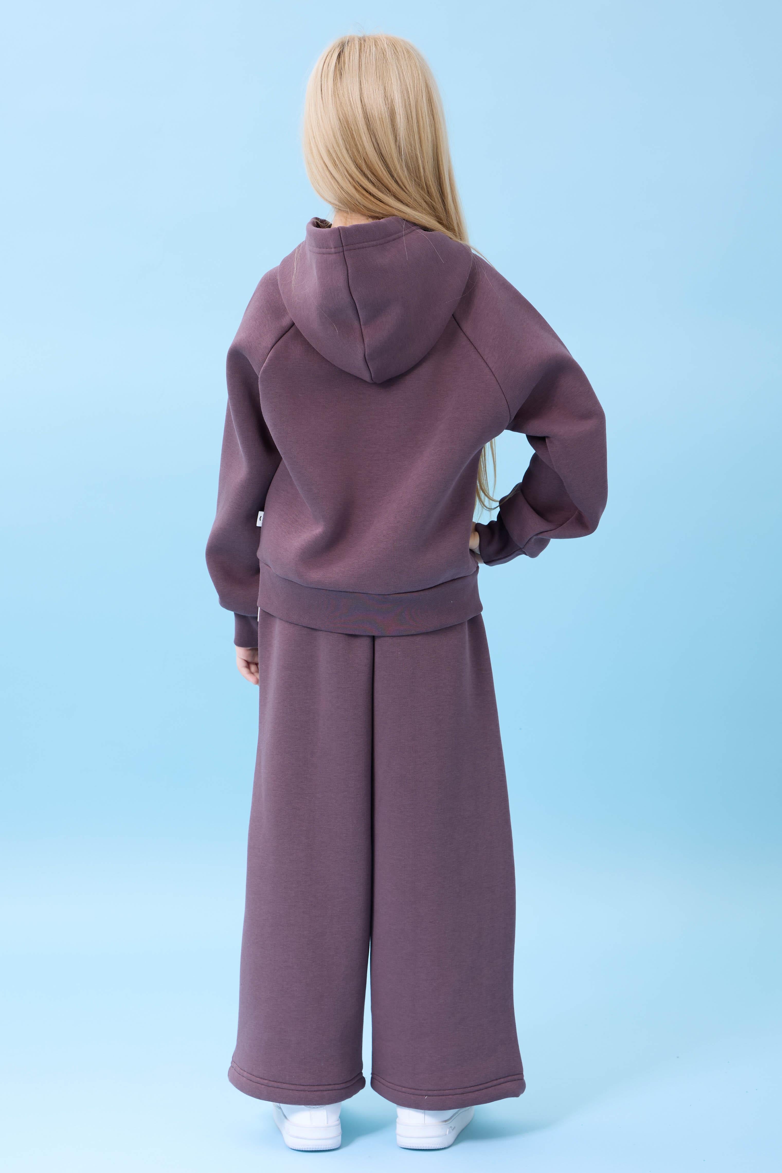 Kız Çocuk Kapüşonlu İçi Polarlı Kedi Nakışlı Şardonlu Kışlık Takım