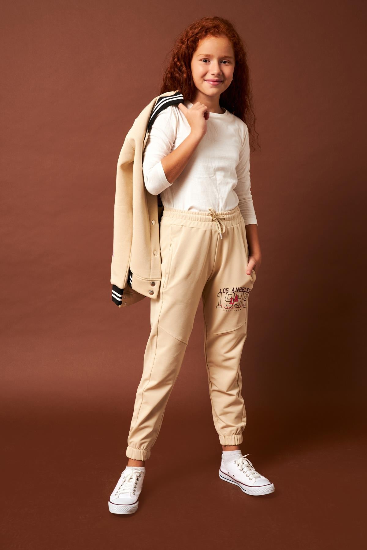 Los Angeles 1998 Baskı Detaylı Kız Çocuk Eşofman Altı Taş - Perendi