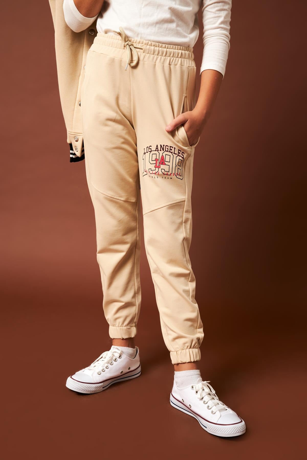 Los Angeles 1998 Baskı Detaylı Kız Çocuk Eşofman Altı Taş - Perendi