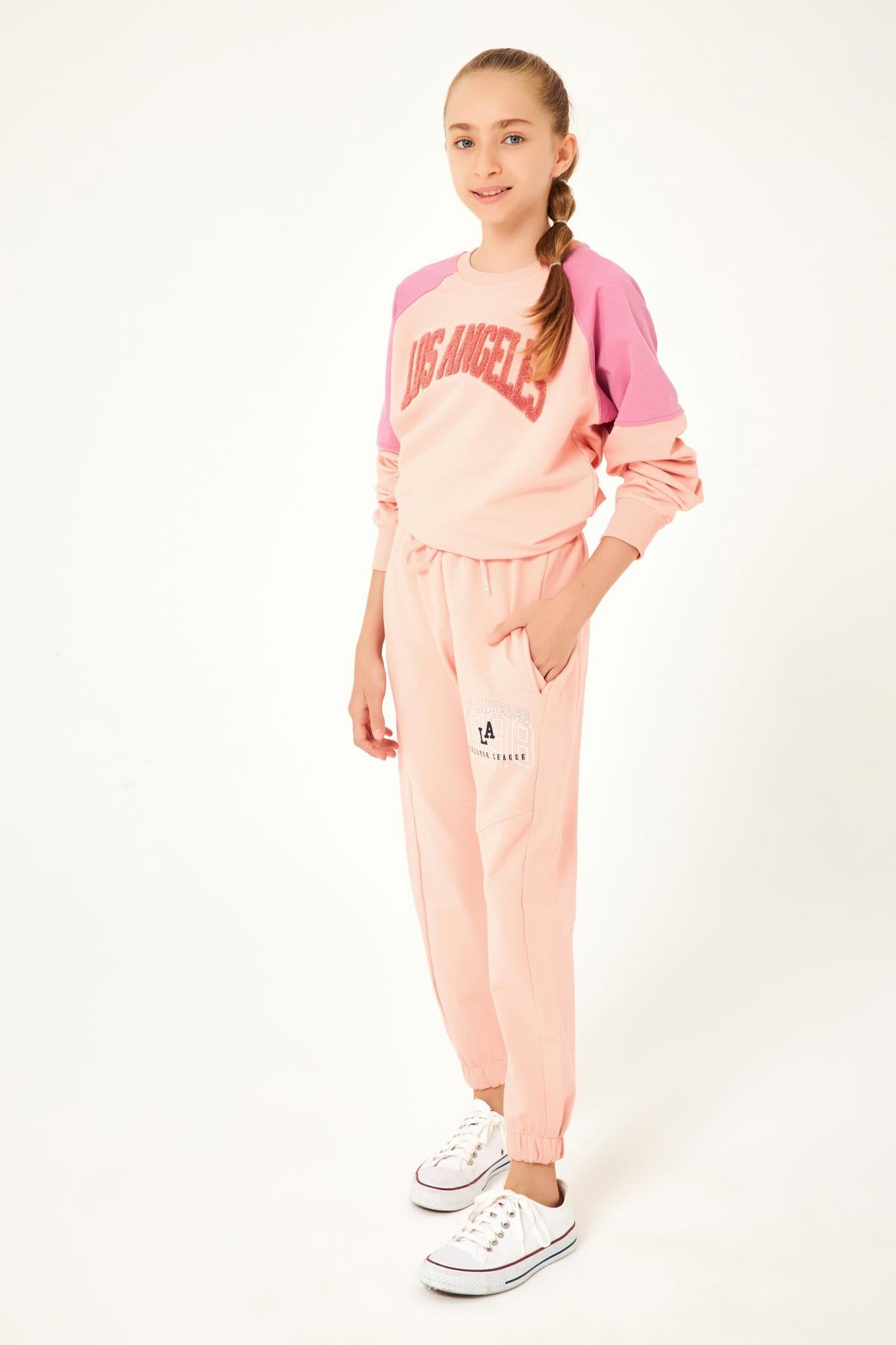 Los Angeles 1998 Baskı Detaylı Kız Çocuk Eşofman Altı Yavruağzı - Perendi