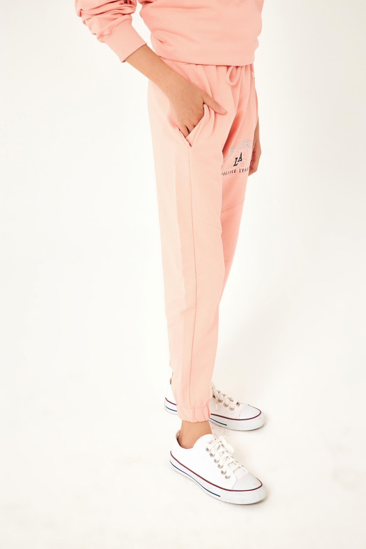 Los Angeles 1998 Baskı Detaylı Kız Çocuk Eşofman Altı Yavruağzı - Perendi