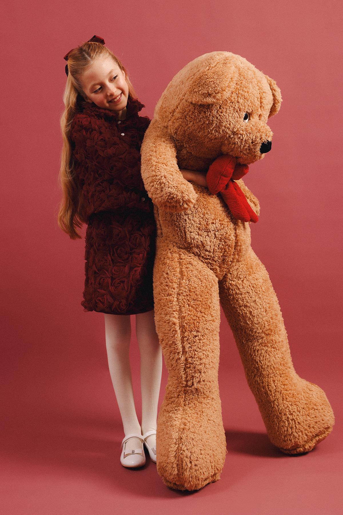 Kız Çocuk 3D Gül Detaylı 2'li Ceket Etek Takım – Özel Gün Kombini