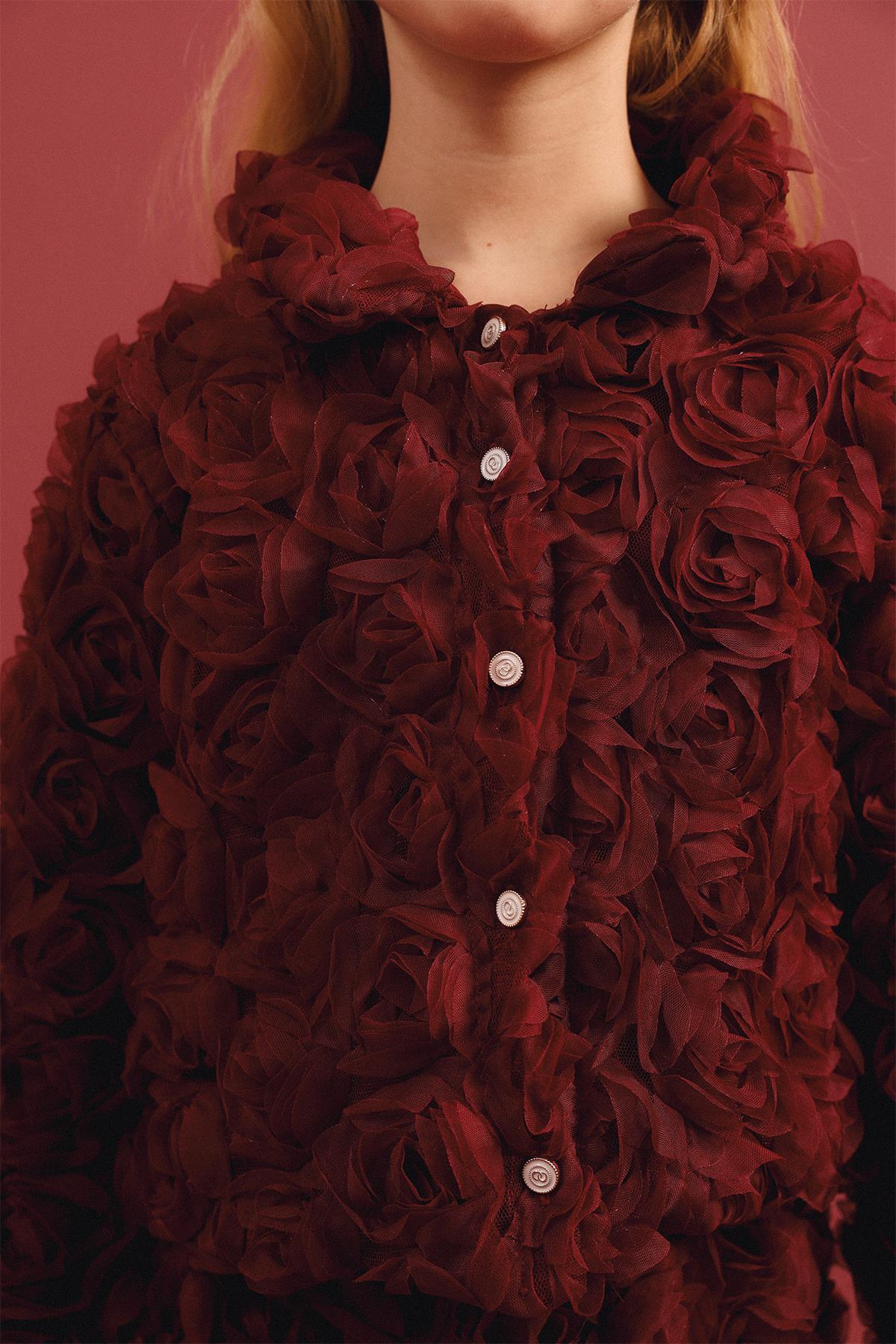 Kız Çocuk 3D Gül Detaylı 2'li Ceket Etek Takım – Özel Gün Kombini