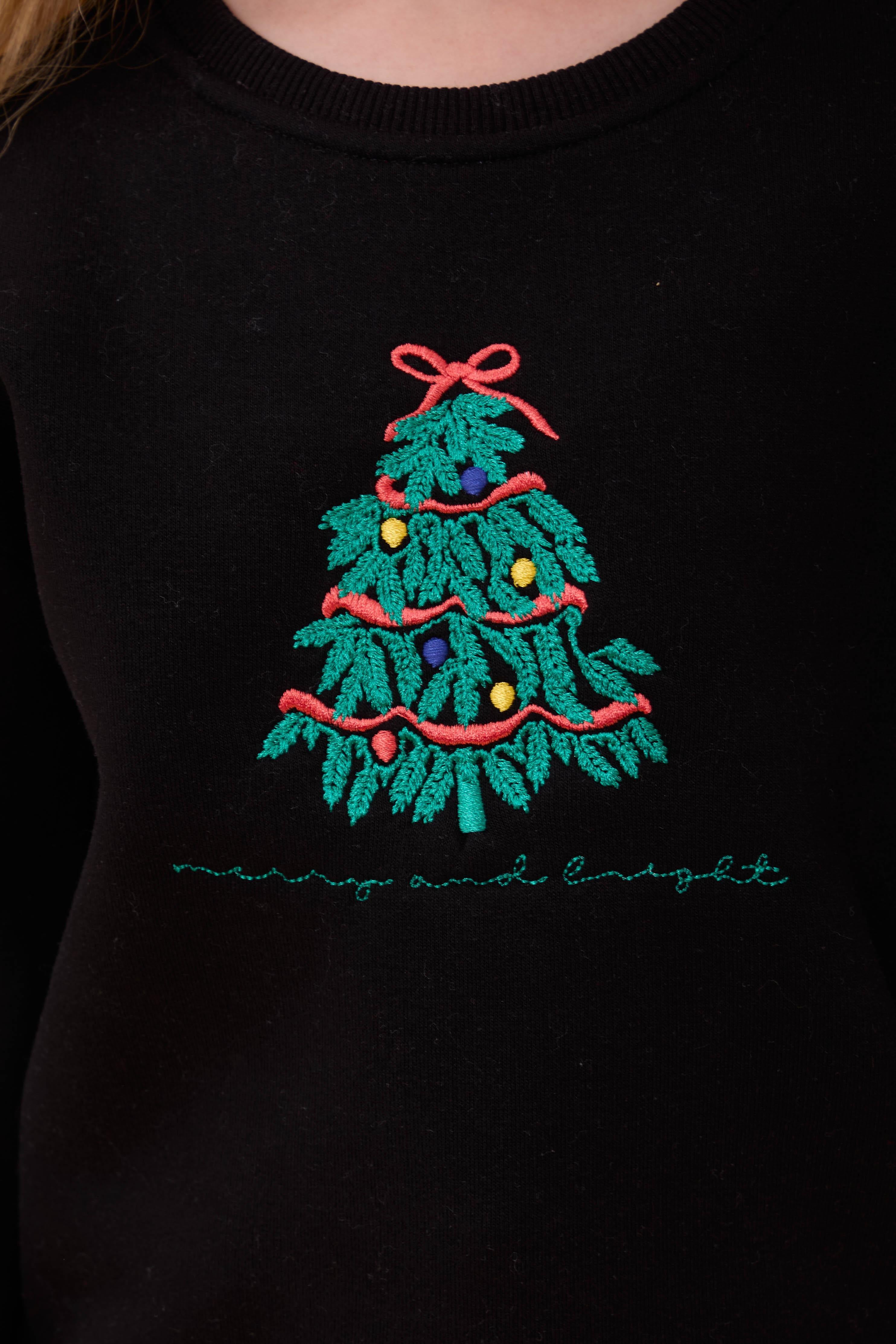 Kız Çocuk Bisiklet Yaka Nakış Detaylı Kışlık Sweatshirt