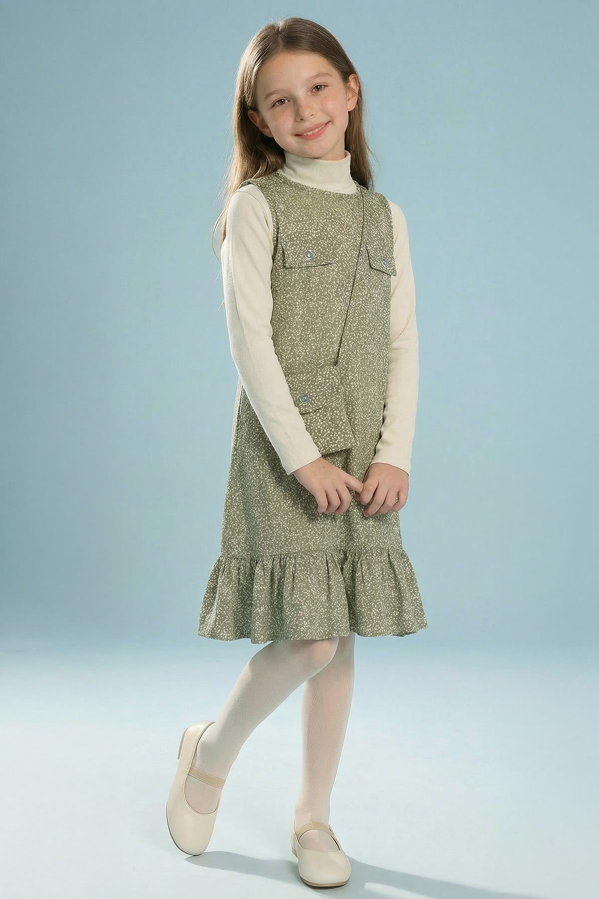 Kız Çocuk Çantalı Jile Elbise ve Badi