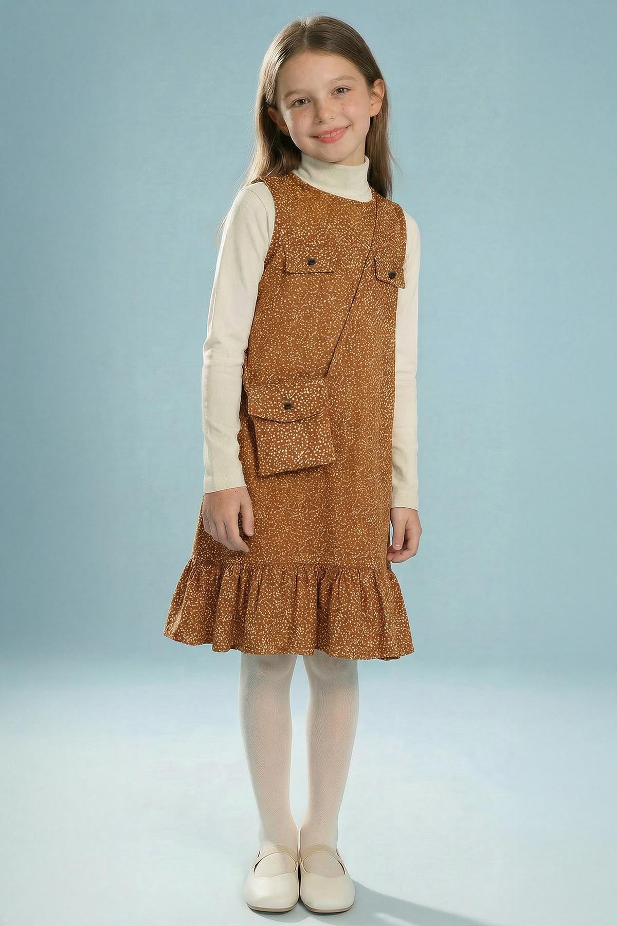 Kız Çocuk Çantalı Jile Elbise ve Badi