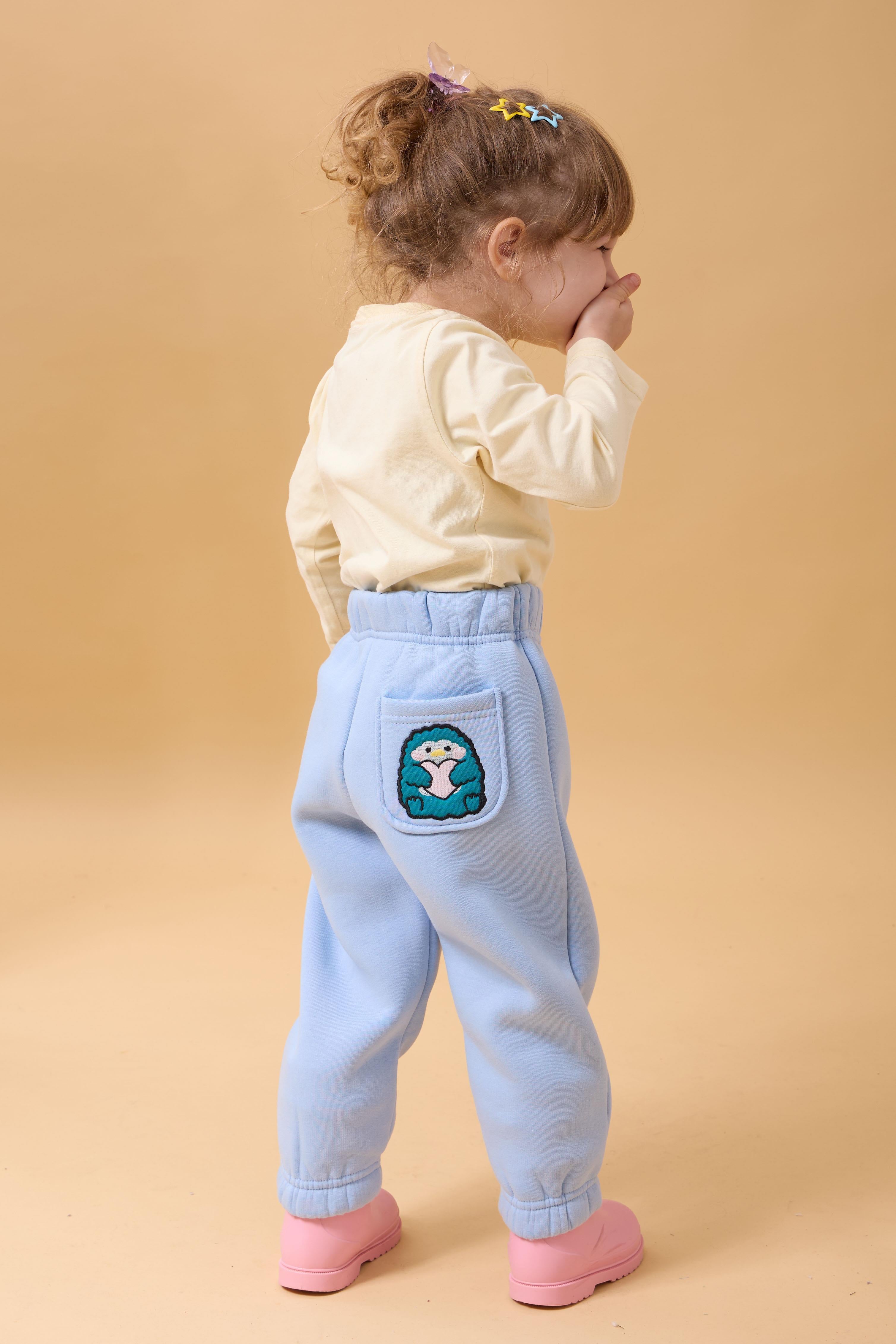 Kız Çocuk Cep Nakışlı Sevimli Hayvanlar 2'li Eşofman Altı