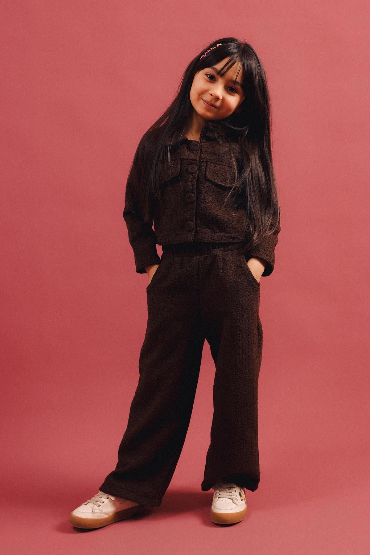 Kız Çocuk Düğmeli Ceket Pantolon 2’li Takım – Özel Gün Kombini