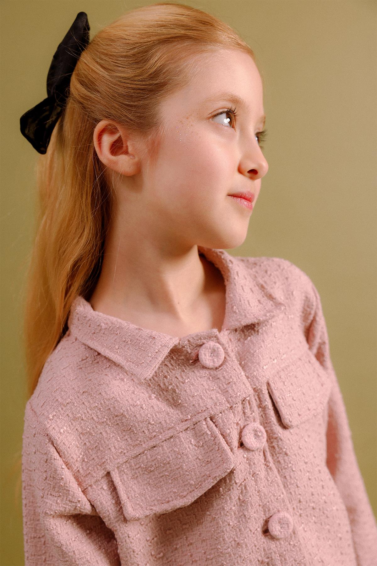 Kız Çocuk Düğmeli Ceket Pantolon 2’li Takım – Özel Gün Kombini