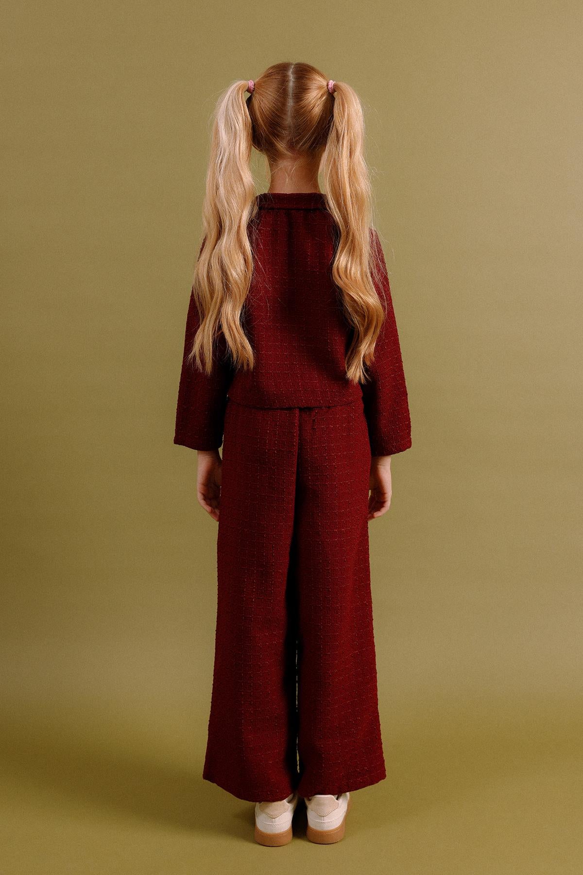 Kız Çocuk Düğmeli Ceket Pantolon 2’li Takım – Özel Gün Kombini