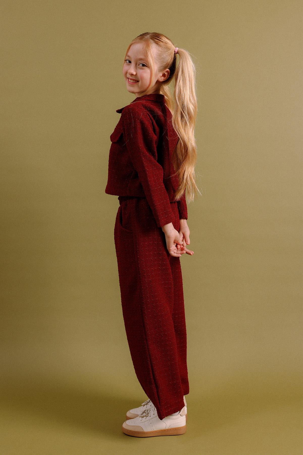 Kız Çocuk Düğmeli Ceket Pantolon 2’li Takım – Özel Gün Kombini