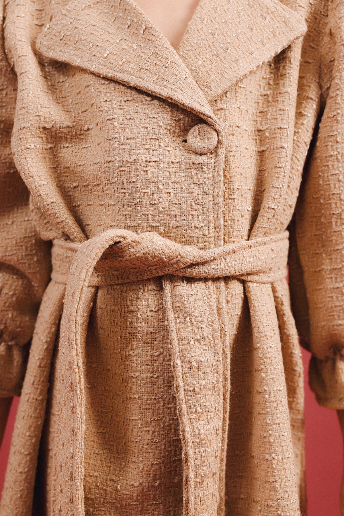 Kız Çocuk Düğmeli Kemerli Fakir Kol Trençkot Elbise – Özel Gün Kombini