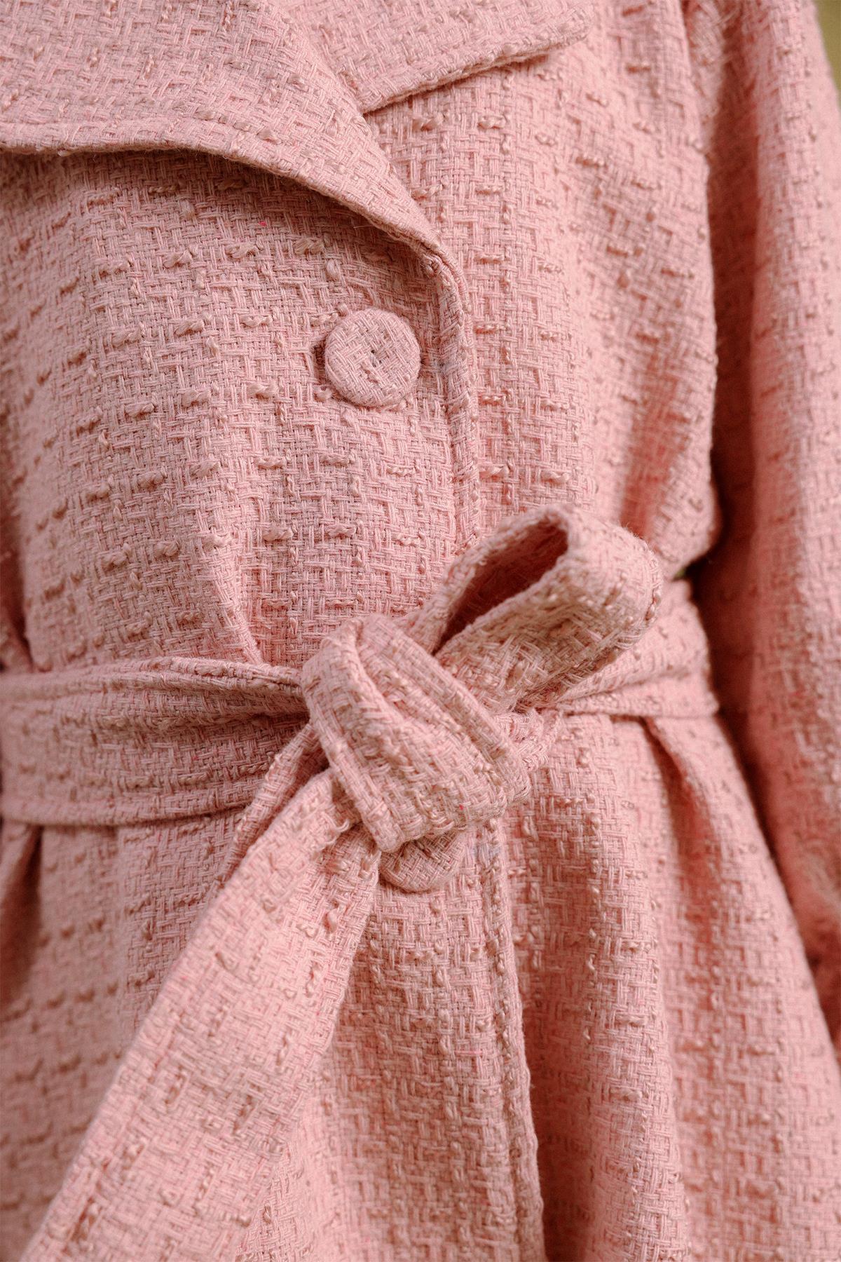 Kız Çocuk Düğmeli Kemerli Fakir Kol Trençkot Elbise – Özel Gün Kombini