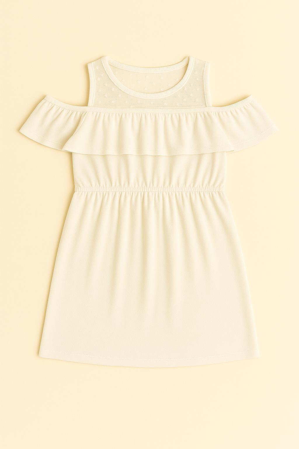 Kız Çocuk Fırfırlı Dantel Detaylı Pamuklu Elbise