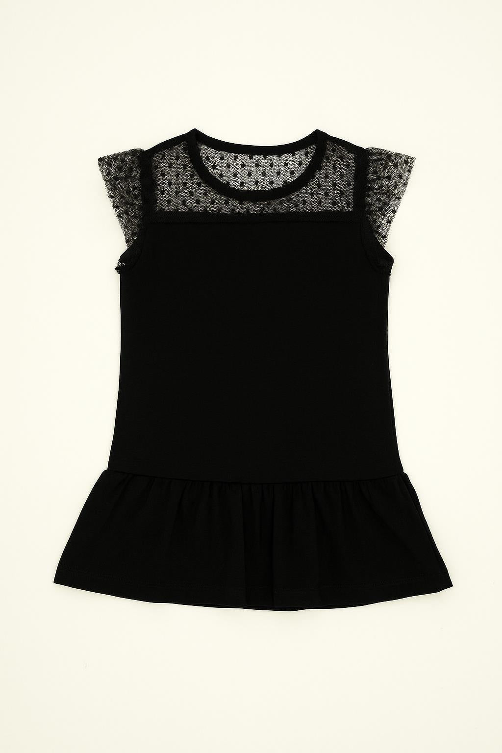 Kız Çocuk Fırfırlı Dantel Detaylı Pamuklu Elbise