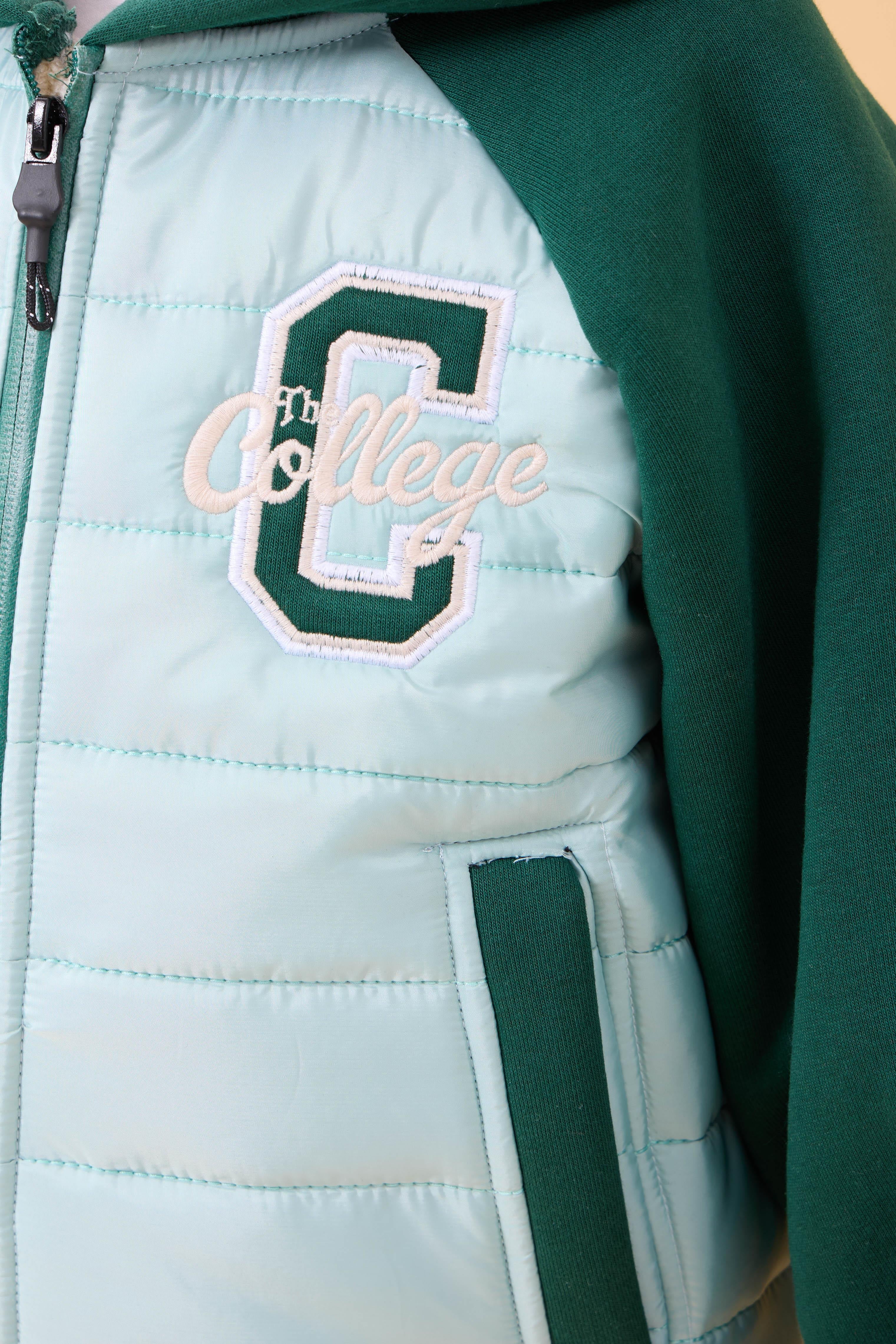 Kız Çocuk İçi Peluşlu Kapüşonlu Kapitone Kolej Ceket