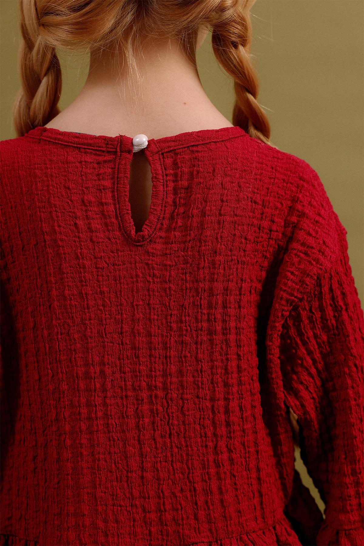 Kız Çocuk Keten Etekli Vintage Özel Gün Elbisesi