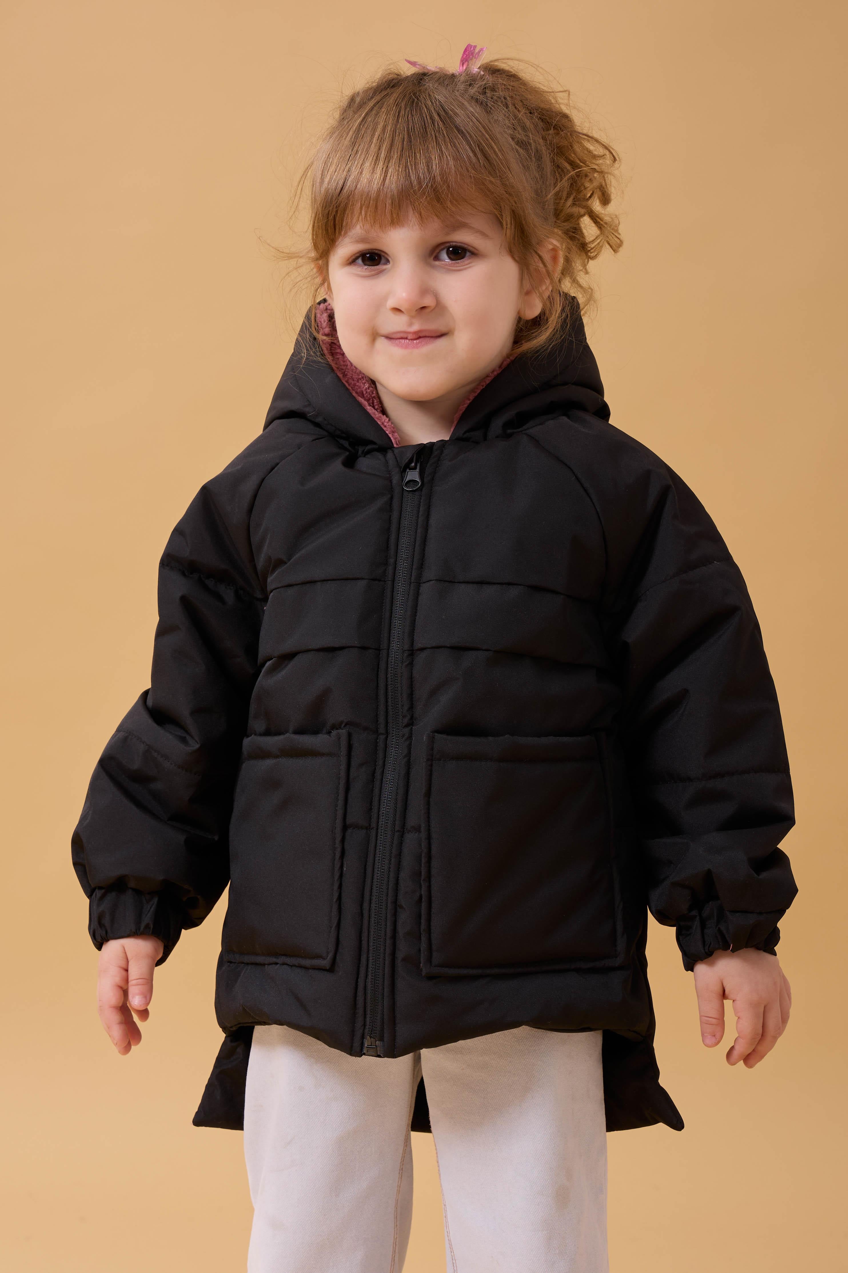 Kız Çocuk Kürklü Kulaklı ve Çanta Aksesuarlı Kalın Kışlık Mont