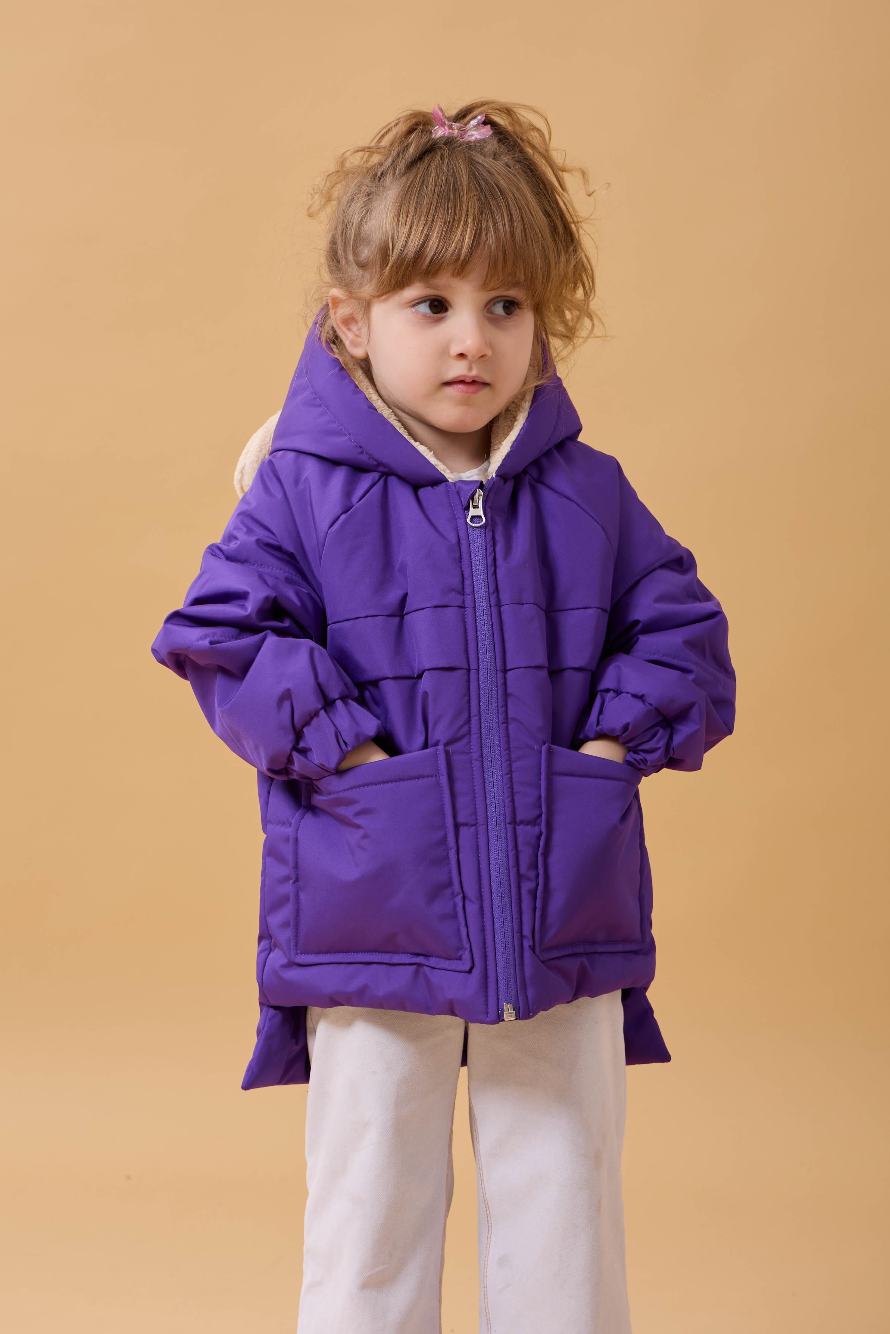 Kız Çocuk Kürklü Kulaklı ve Çanta Aksesuarlı Kalın Kışlık Mont