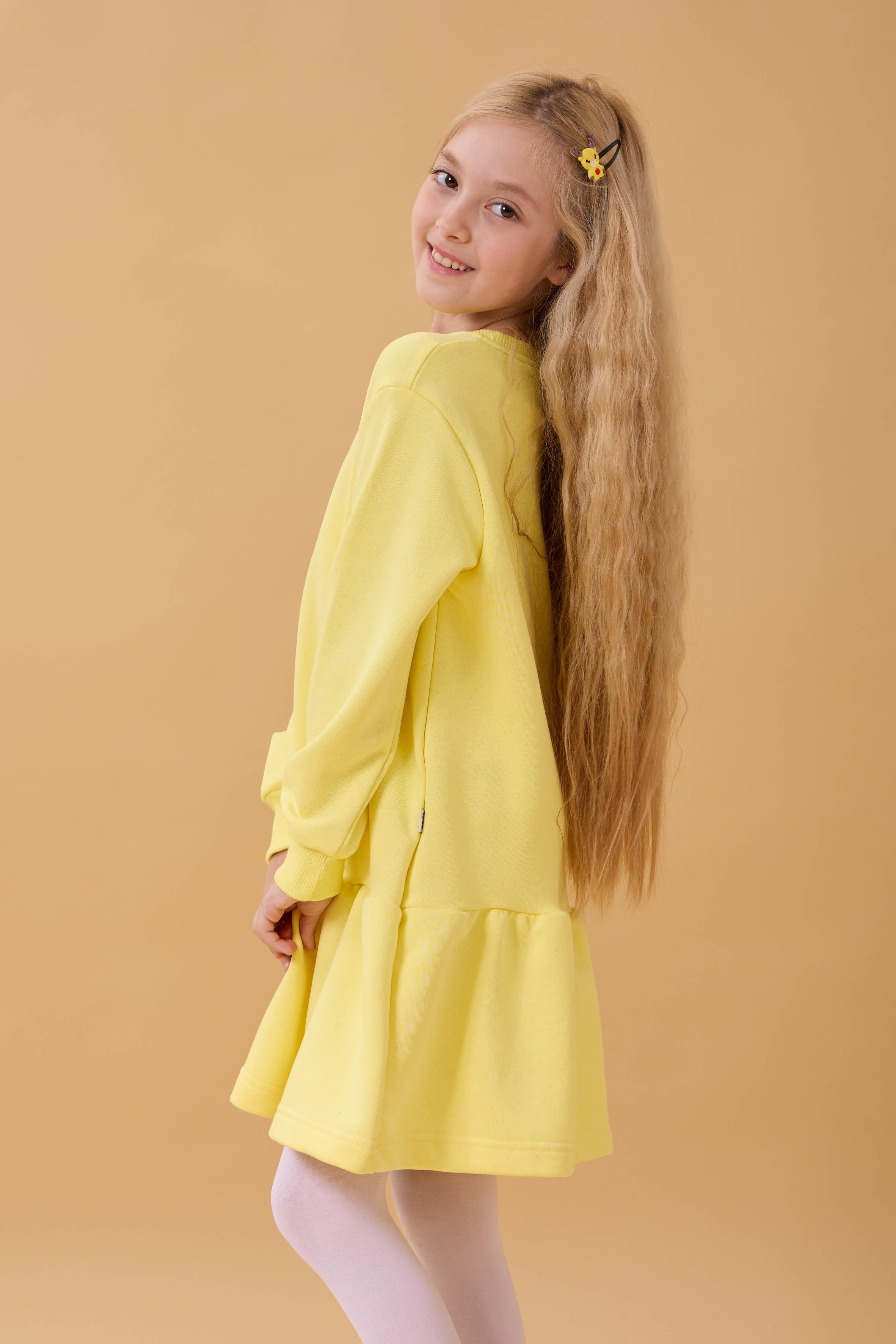 Kız Çocuk Mevsimlik Elbise Sarı