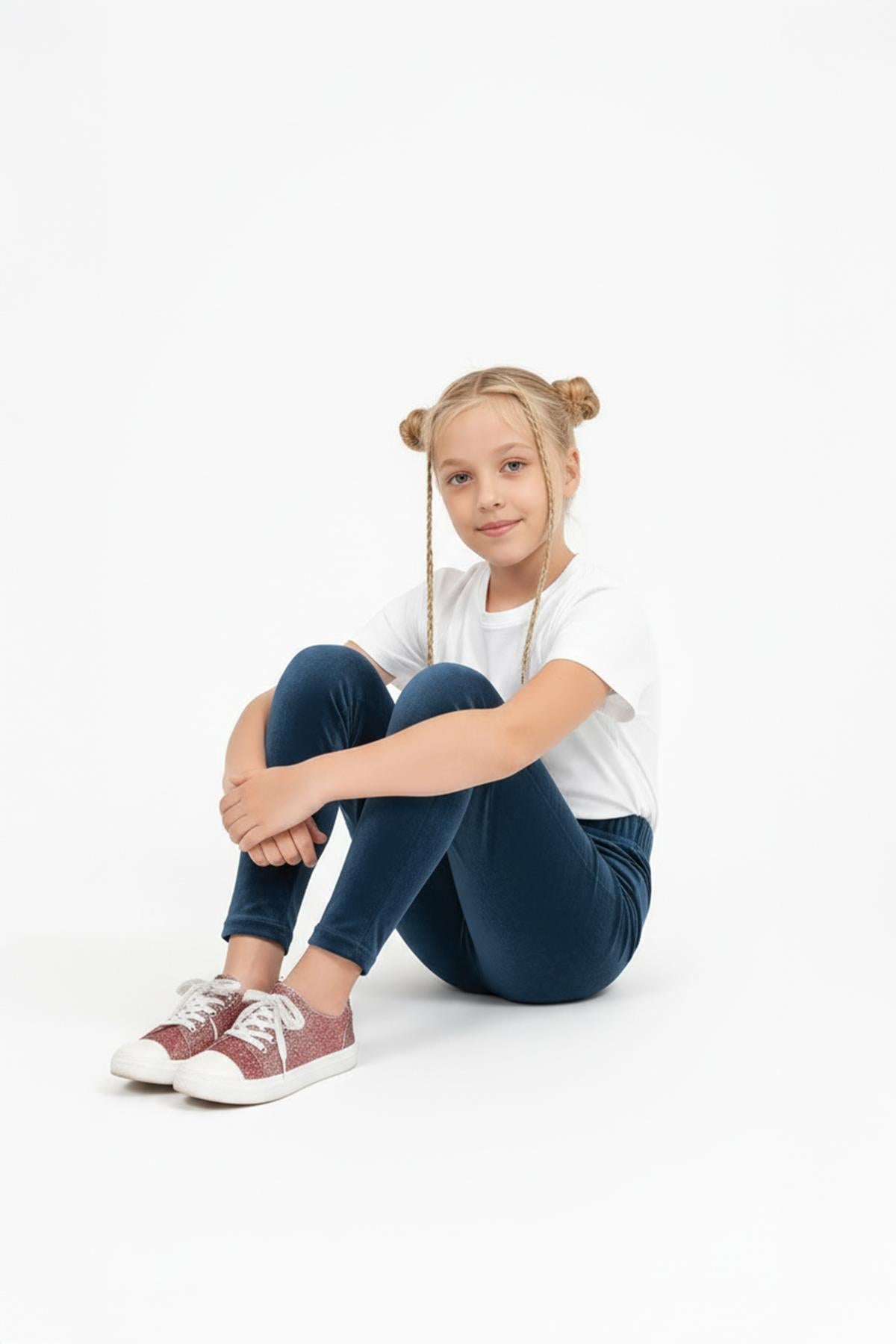 Kız Çocuk Parlak Dokulu İçi Polarlı Kadife Tayt