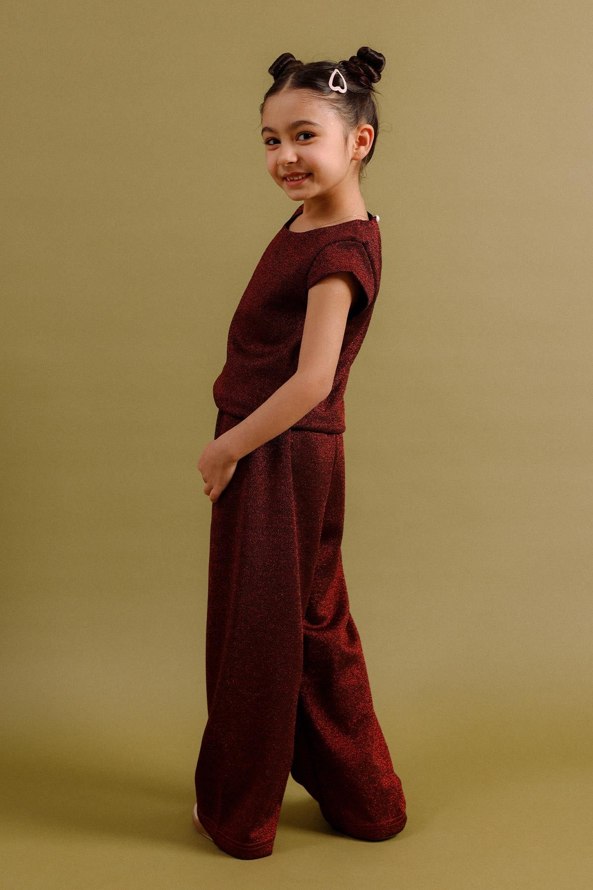 Kız Çocuk Simli Bluz Ve Bol Pantolon 2'li Takım – Özel Gün Kombini