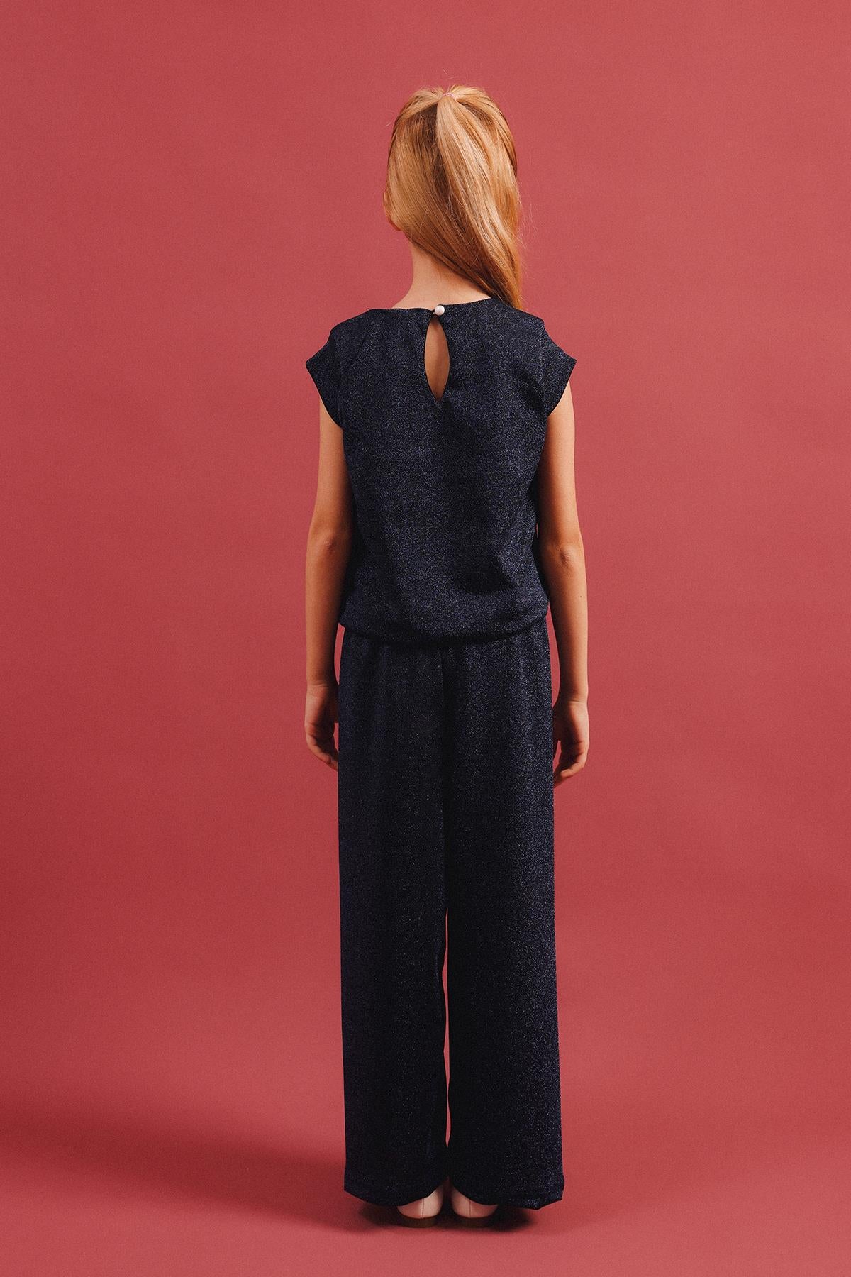 Kız Çocuk Simli Bluz Ve Bol Pantolon 2'li Takım – Özel Gün Kombini