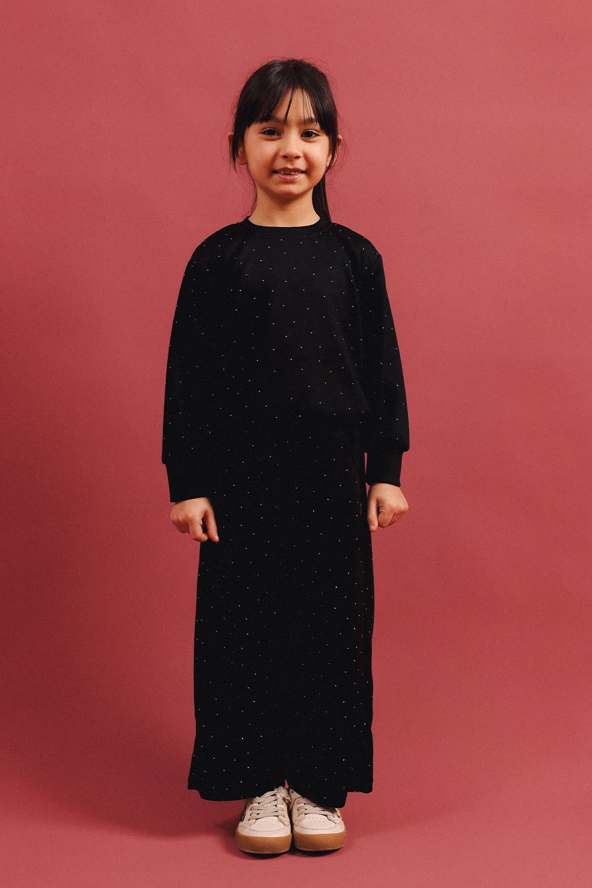 Kız Çocuk Taş Detaylı Geniş Paça Mevsimlik Alt-Üst Takım