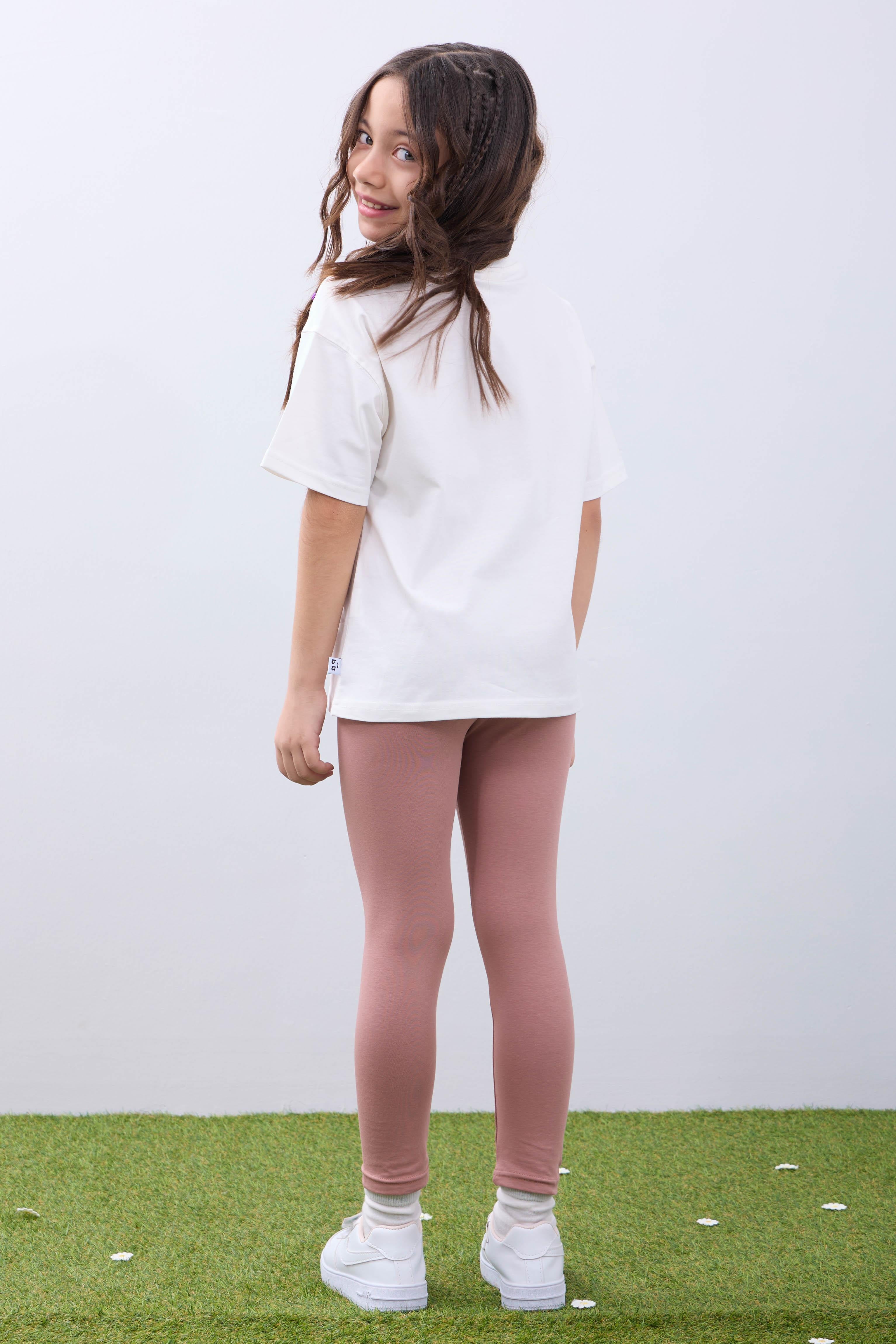 Kız Çocuk Tişört ve Taytlı Takım Yumuşak ve Rahat Yazlık Takım