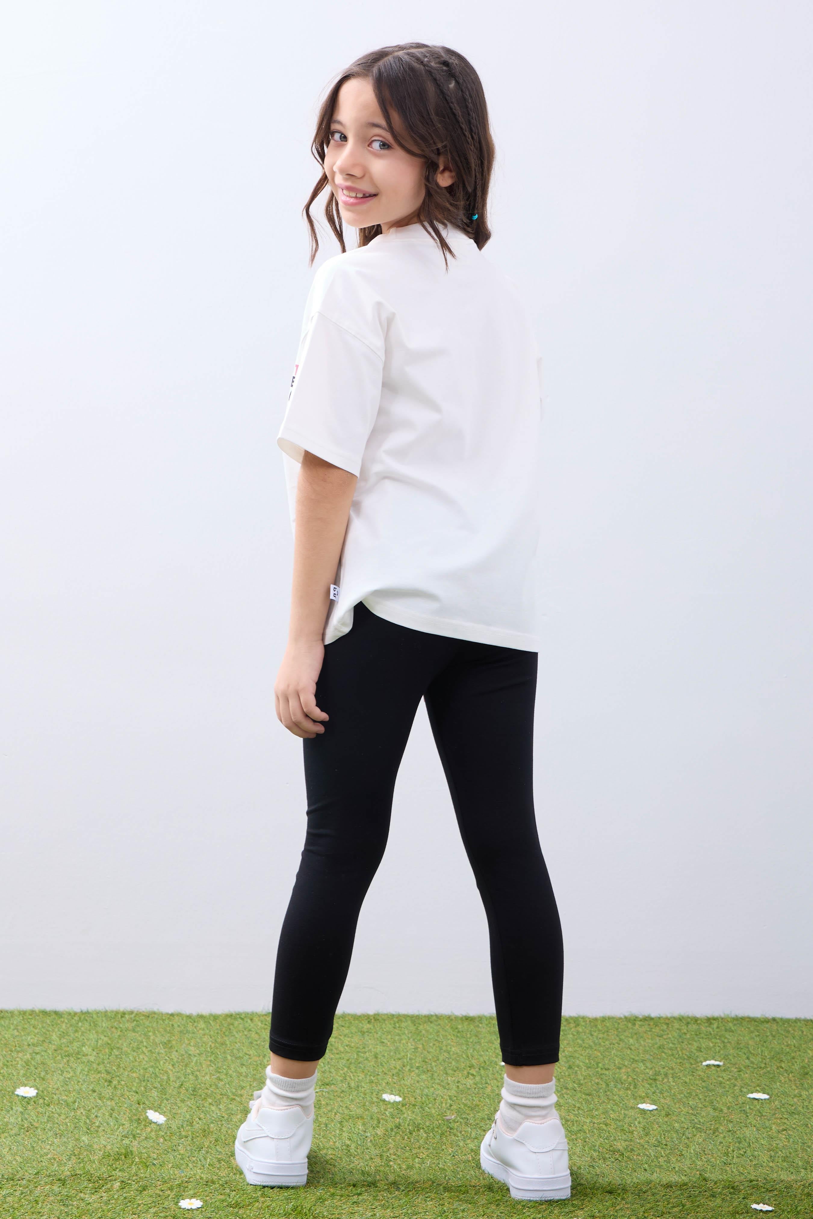 Kız Çocuk Tişört ve Taytlı Takım Yumuşak ve Rahat Yazlık Takım