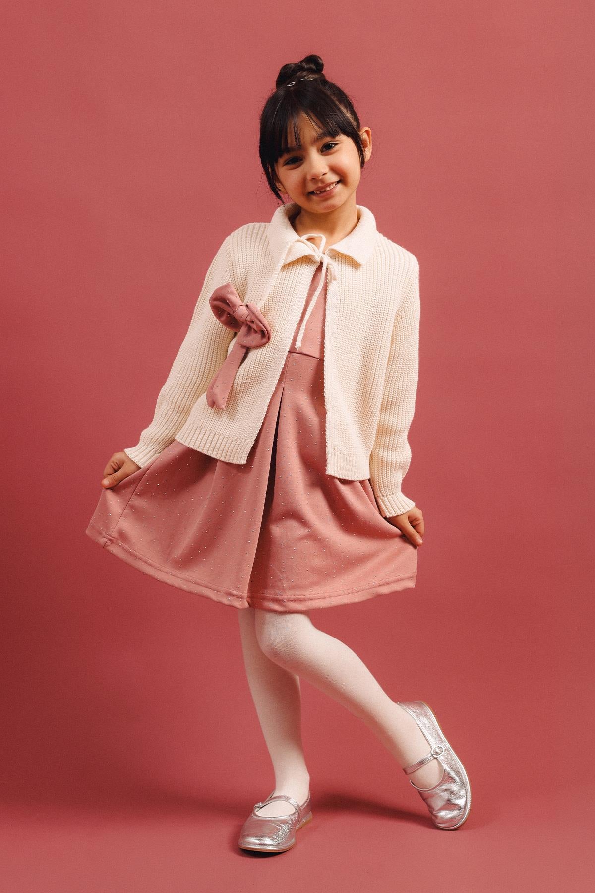 Kız Çocuk Triko Hırka Elbise – Özel Gün Kombini