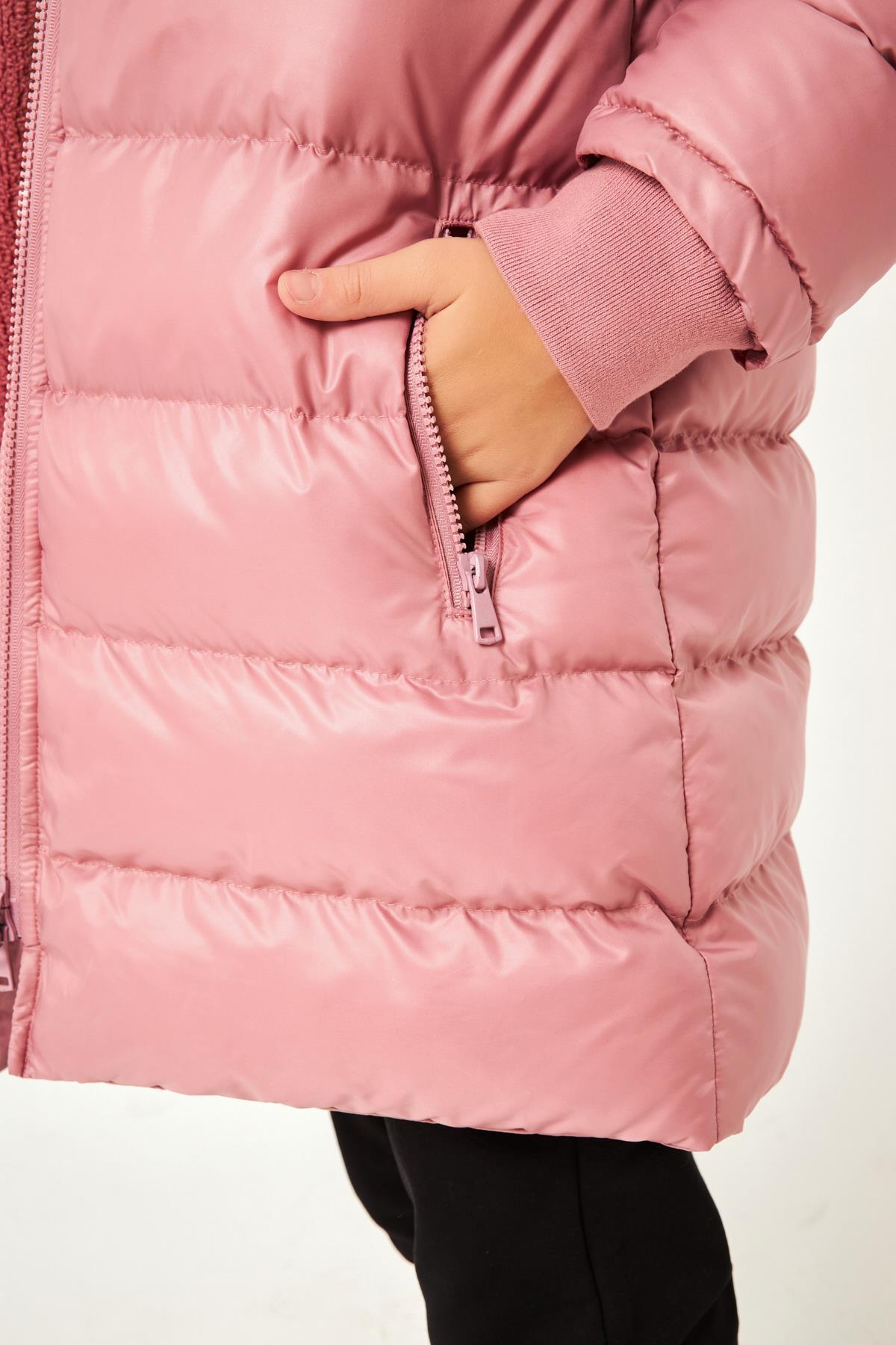 Kürk Kapüşonlu Kız Çocuk Mont