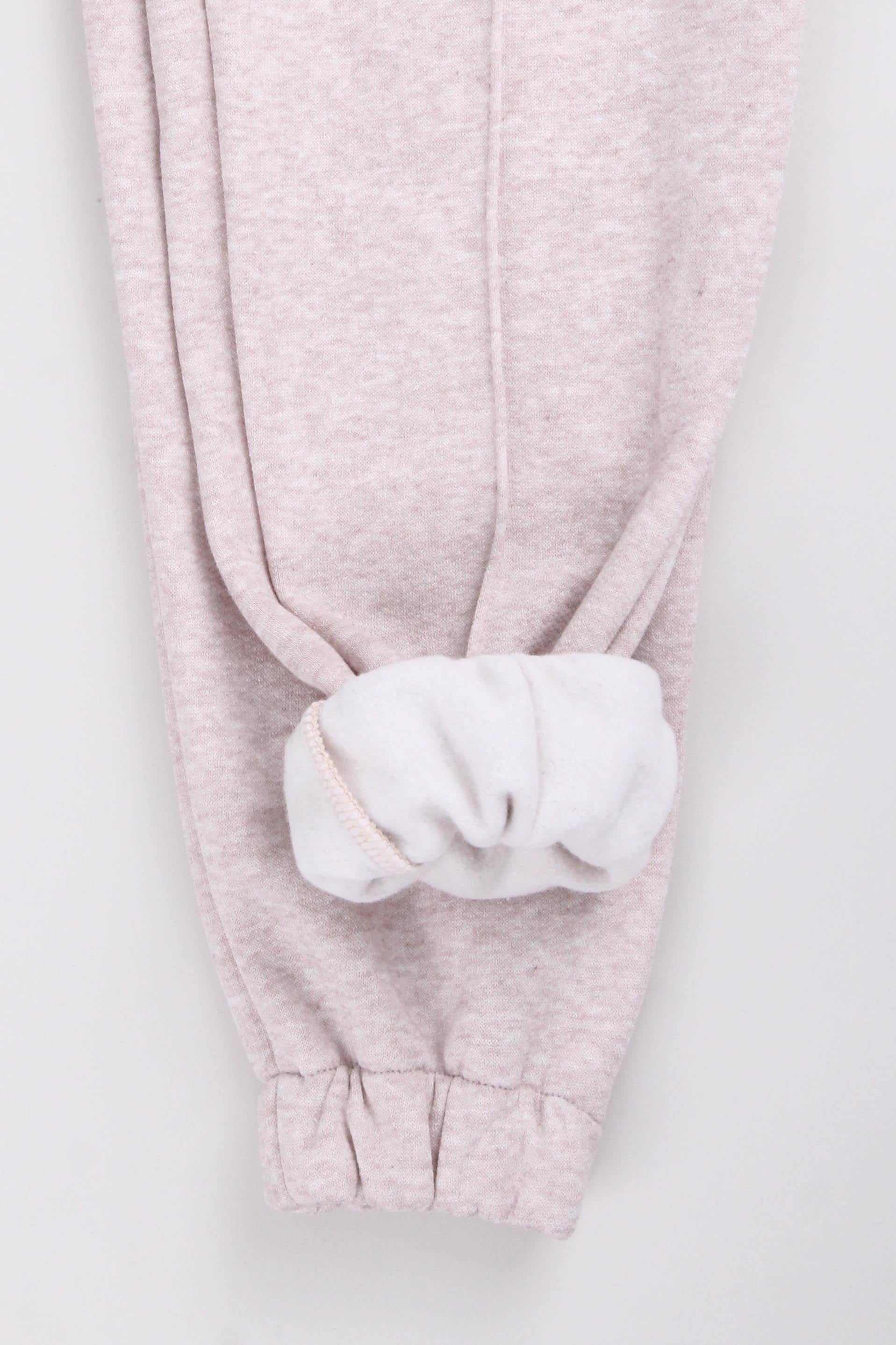 Lastikli İçi Polarlı Cepli Rahat Unisex Çocuk Eşofman Altı Bej - Perendi